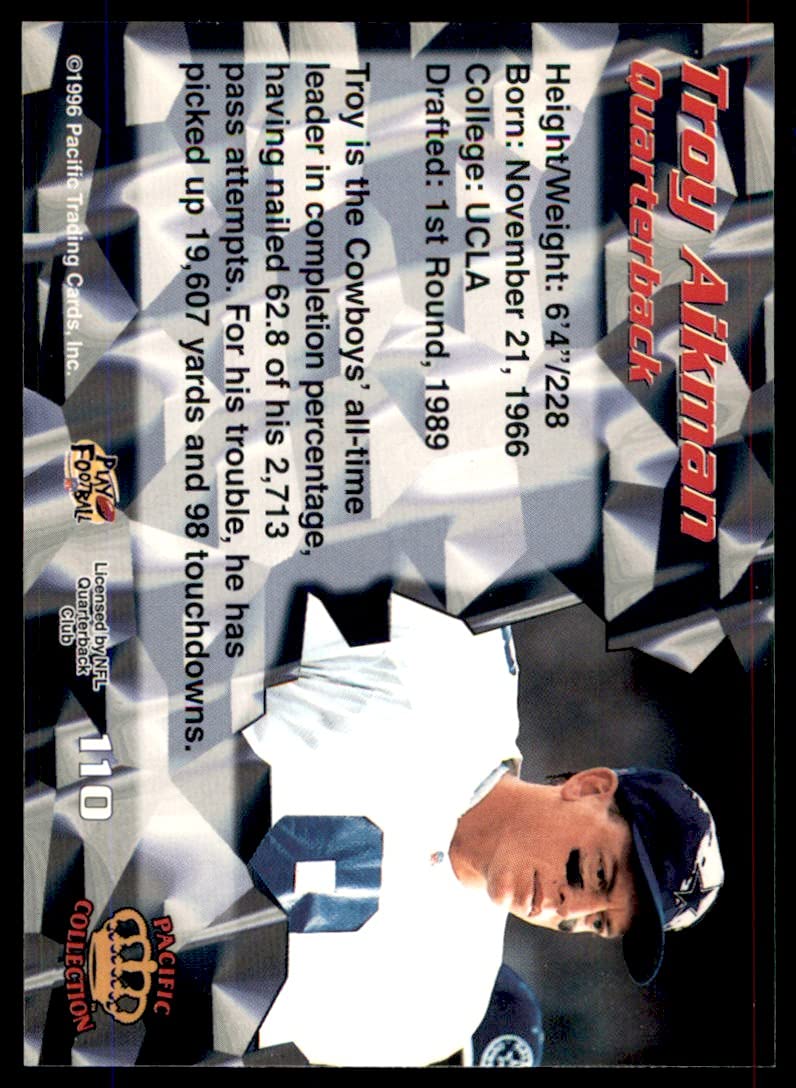 Amazon.com: Troy Aikman (Football Card) 1996 Pacific Crown Collection -  [Base] #110 : Collectibles & Fine Art