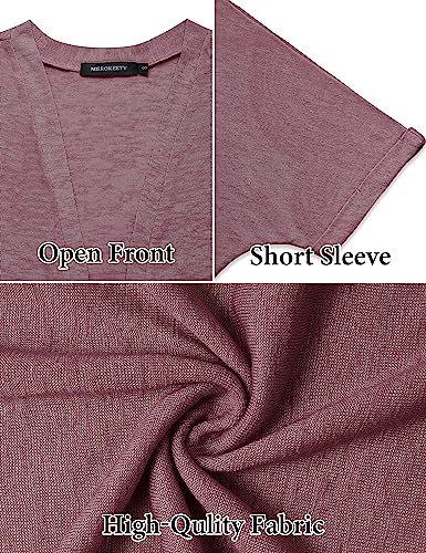 Image of MEROKEETY Women's 2026 Summer Lightweight Kimono Cardigan Short Sleeve Open Front Casual Loose Trendy Beach Cover Ups