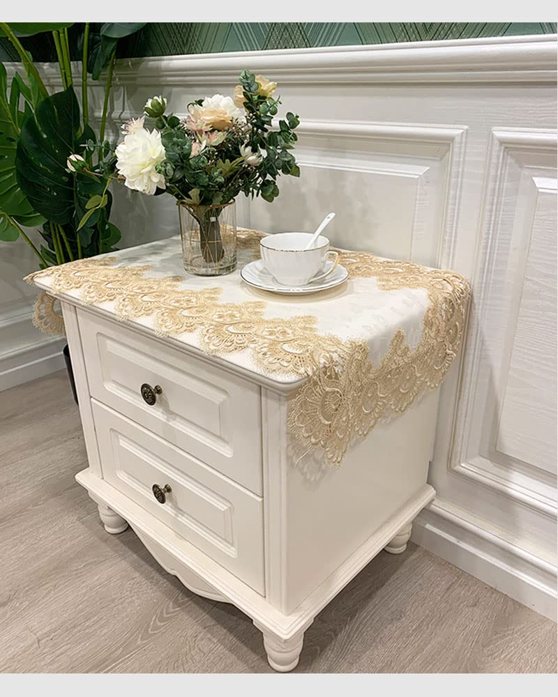 COMFEELING Bedside Tablecloth Lace Doilies for Side Table Cloth Runner Tabletop Dust Cover Bedroom Nightstand Decor