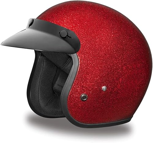 Daytona Helmets Casco de motocicleta de cara abierta de 34  Aprobado por DOT Escamas de metal rojo XL