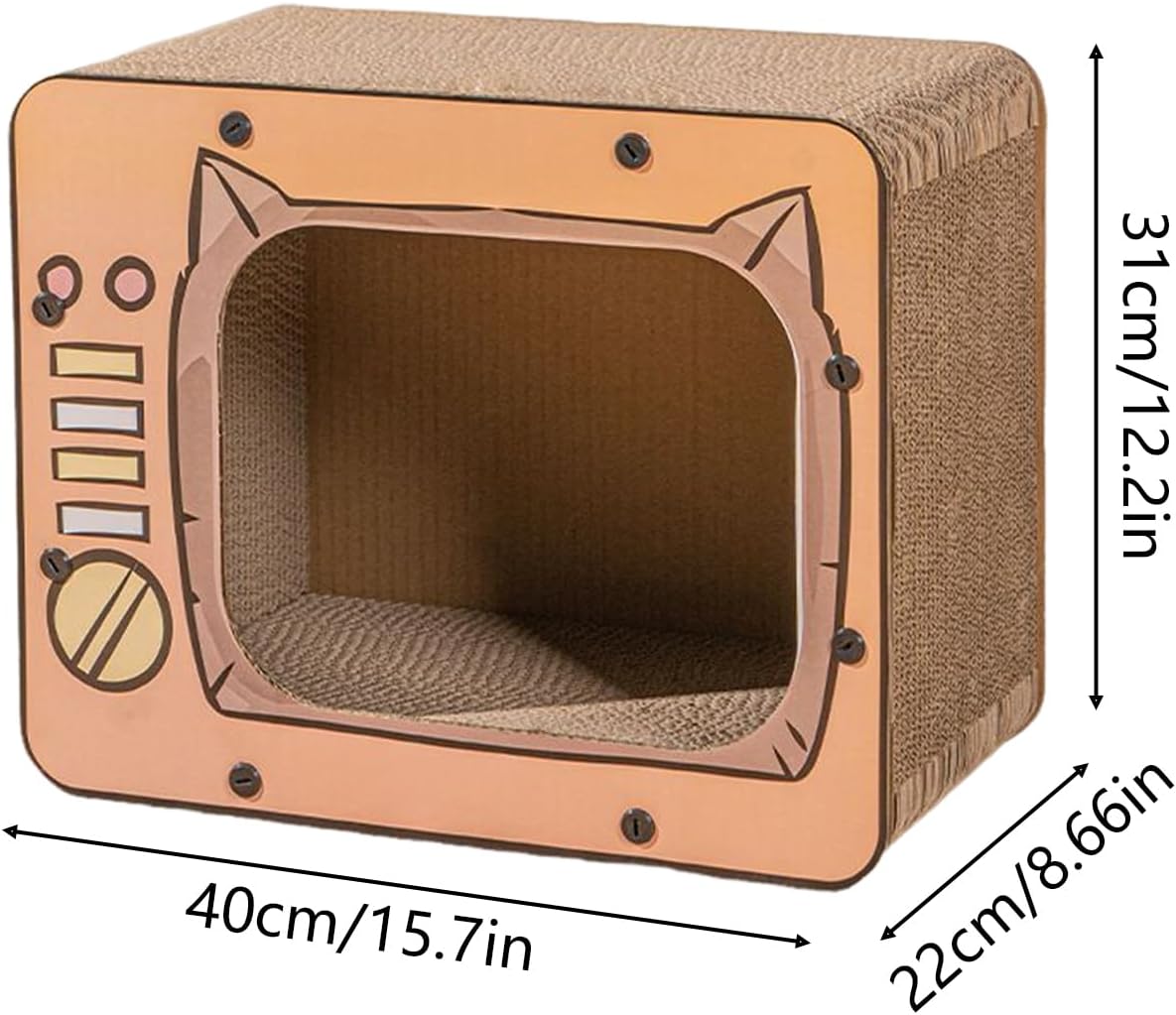 Scratcher Cardboard House, 40x22x31cm Corrugated Cat, 1200g Indoor Shelter for Cats Under 5kg, Home, Living Room, Playroom, Bedroom, Pet Cage