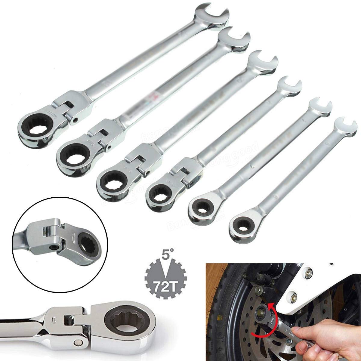 Llave Combinada De Trinquete Flexible Llave Combinada De Trinquete De Cabeza Herramienta De Doble Propósito, 6 Mm