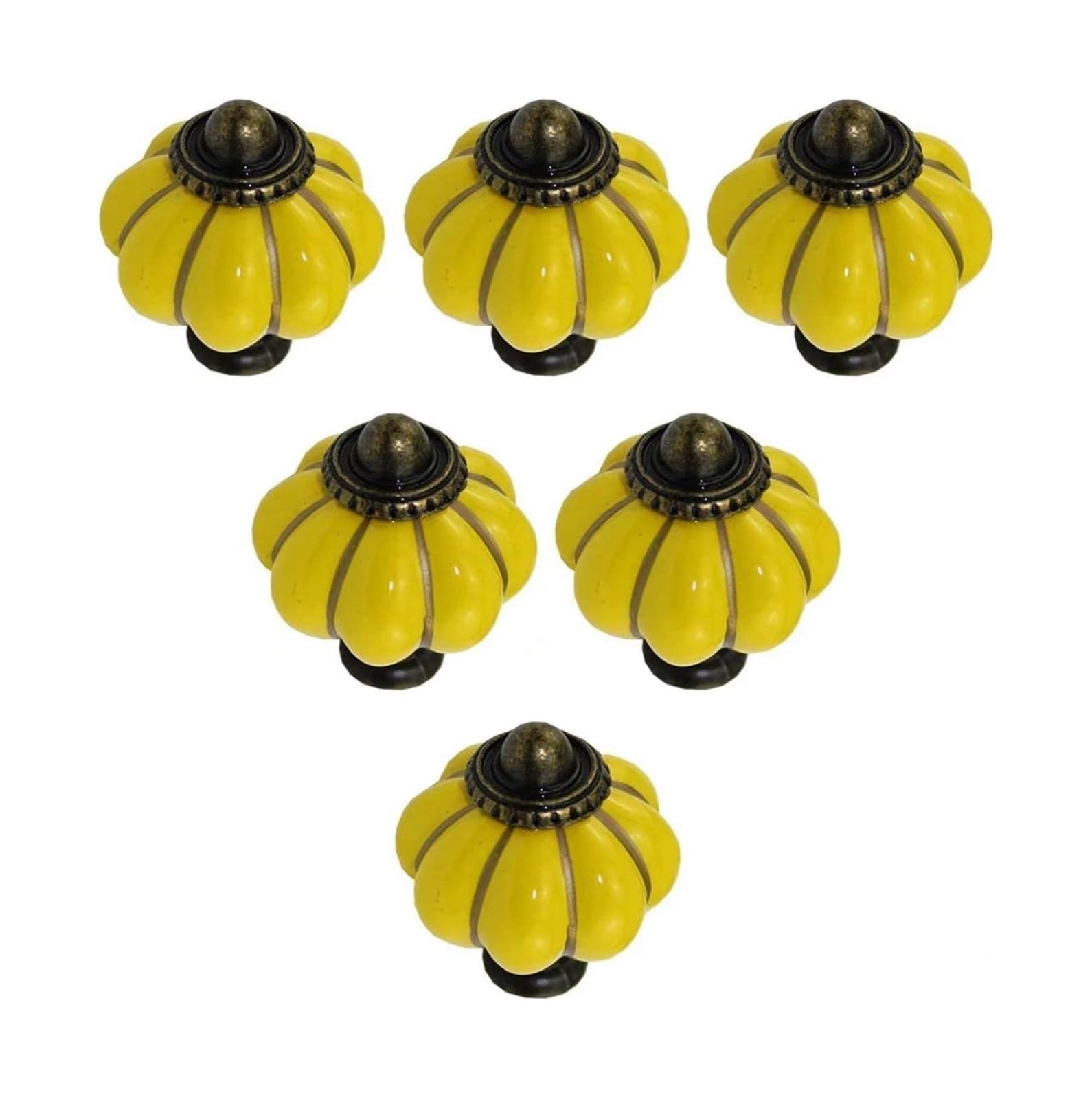 Opeximatun Ceramic Drawer Knobs, 6 pcs Ceramic Children's Room Drawer Knobs Single Hole(Yellow)