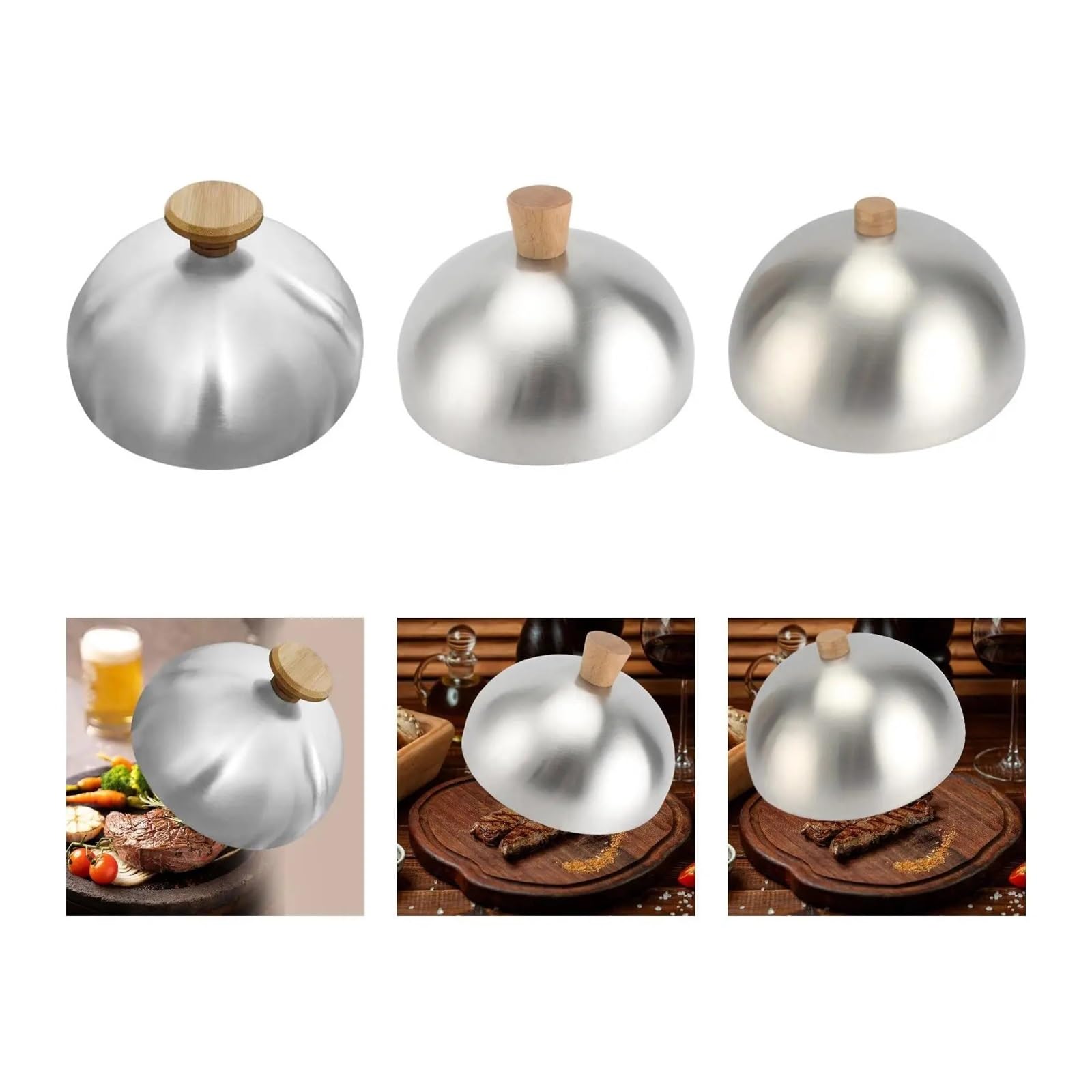 Coperchio Per Bistecca In Acciaio Inox Accessorio for piastra Cupola Coperchio for hamburger in acciaio inossidabile Coperchio for hamburger Cupola di fusione for feste barbecue in cucina for famiglie | StyleB