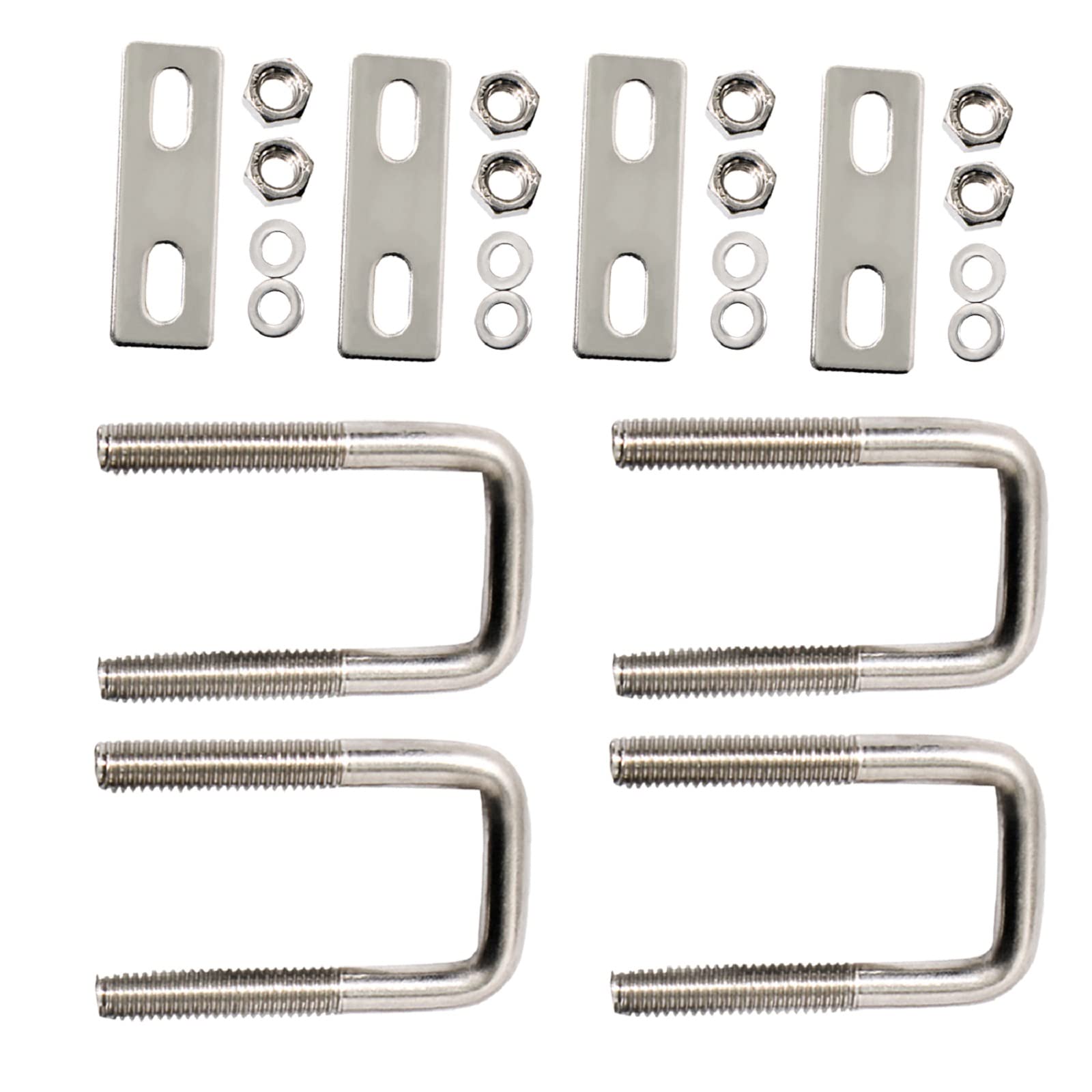 U Bolt, 4 Sets 1.6'' (40mm) Inner Width 304 Stainless Steel M6 Square U-Bolt Plate Screw Nut Fastener, 37/38mm Pipe, Boats, and Other Home Industrial Applications, Silver, x W-1.6'' x L-3.1''