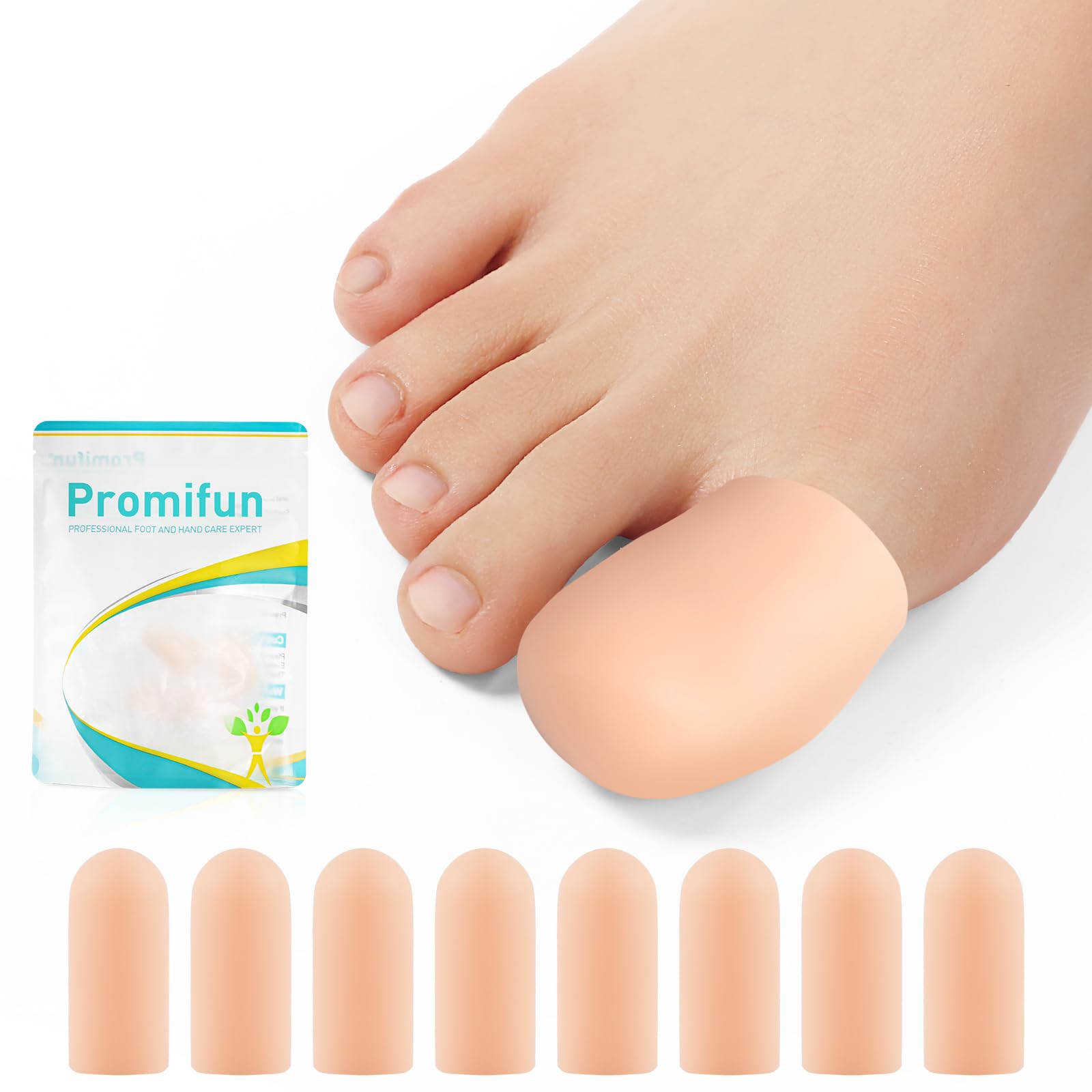 Promifun Silikon Zehenschutz und Zehenkappen– Zehenschoner für Männer und Frauen, Zehenkappen zur Linderung fehlender/eingewachsener Zehennägel, Hühneraugen, Blasen und Hammerzehen