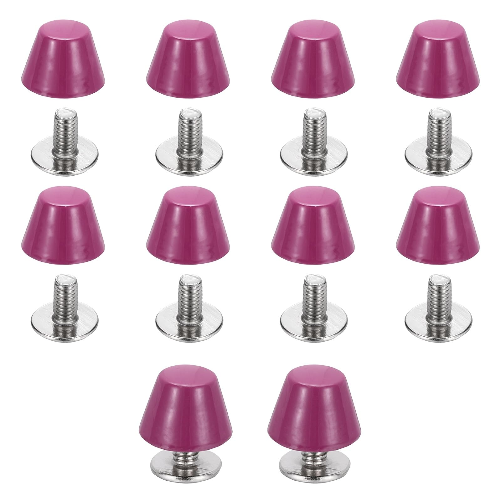sourcing map 6 Sets Rivets Stud Handbag Purse Feet 10mm / 3/8" Screw Back Spikes Nailhead Flat Head Stud Rivet Buckle Leathercraft for Leather DIY Collar Belt Bag Totes, Purple — image 1