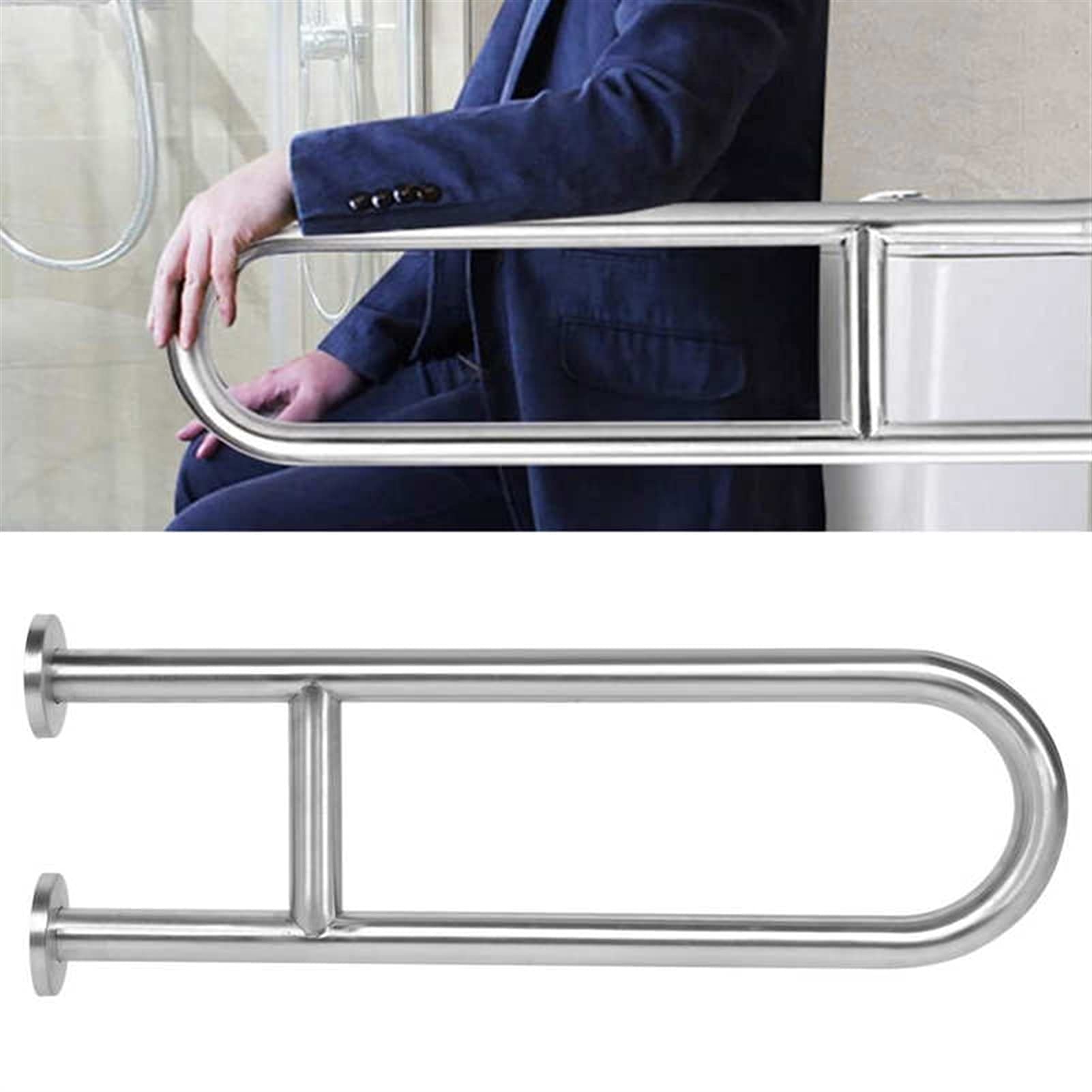 Barra de Agarre de Acero Inoxidable Barra de Handicap Rails de baño Ayuda de Ducha Ayuda para Personas Mayores discapacitadas Asa de Seguridad