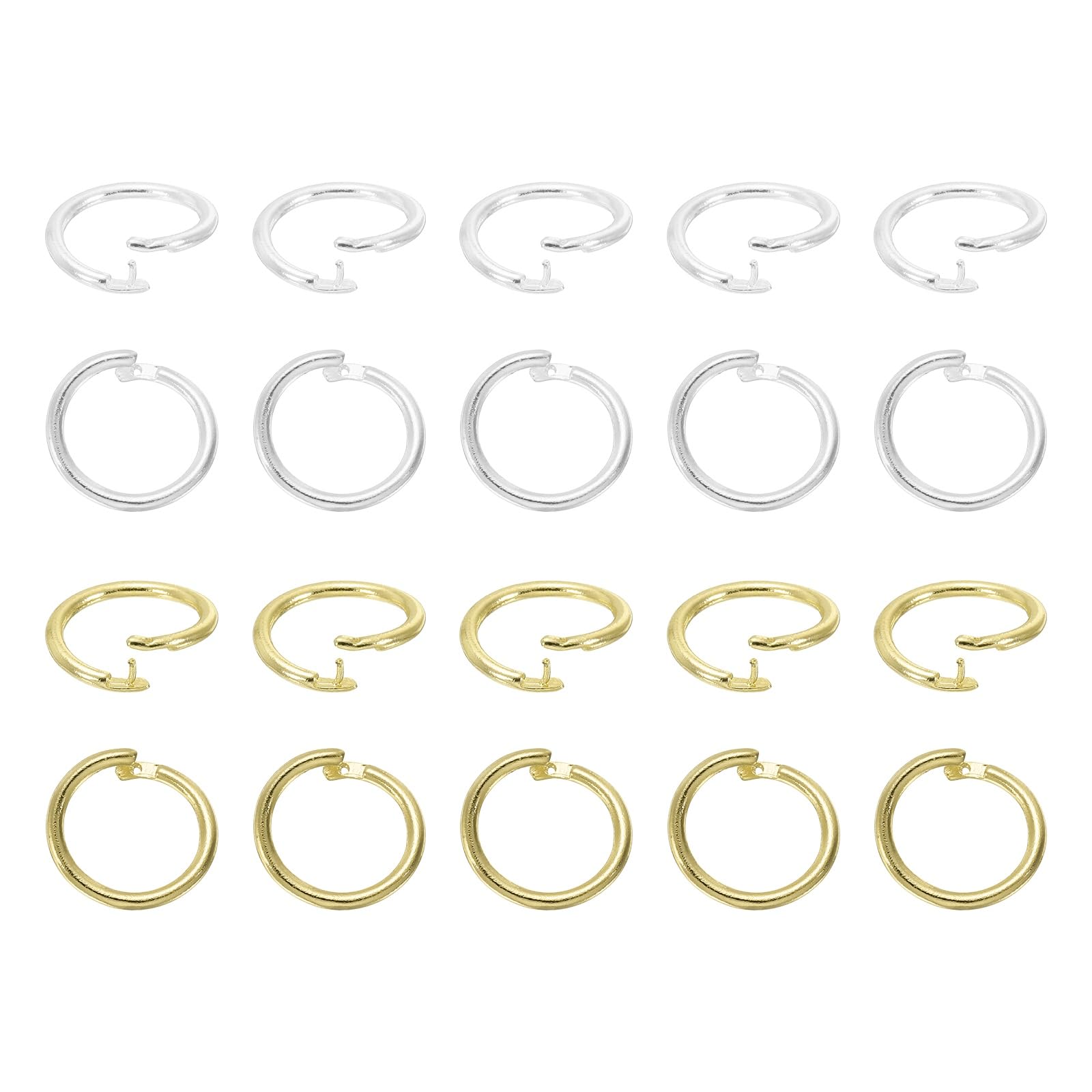 sourcing map 20Pcs Locking Jump Rings 14mm Twist Clasp Silver/14k Gold โ image 1