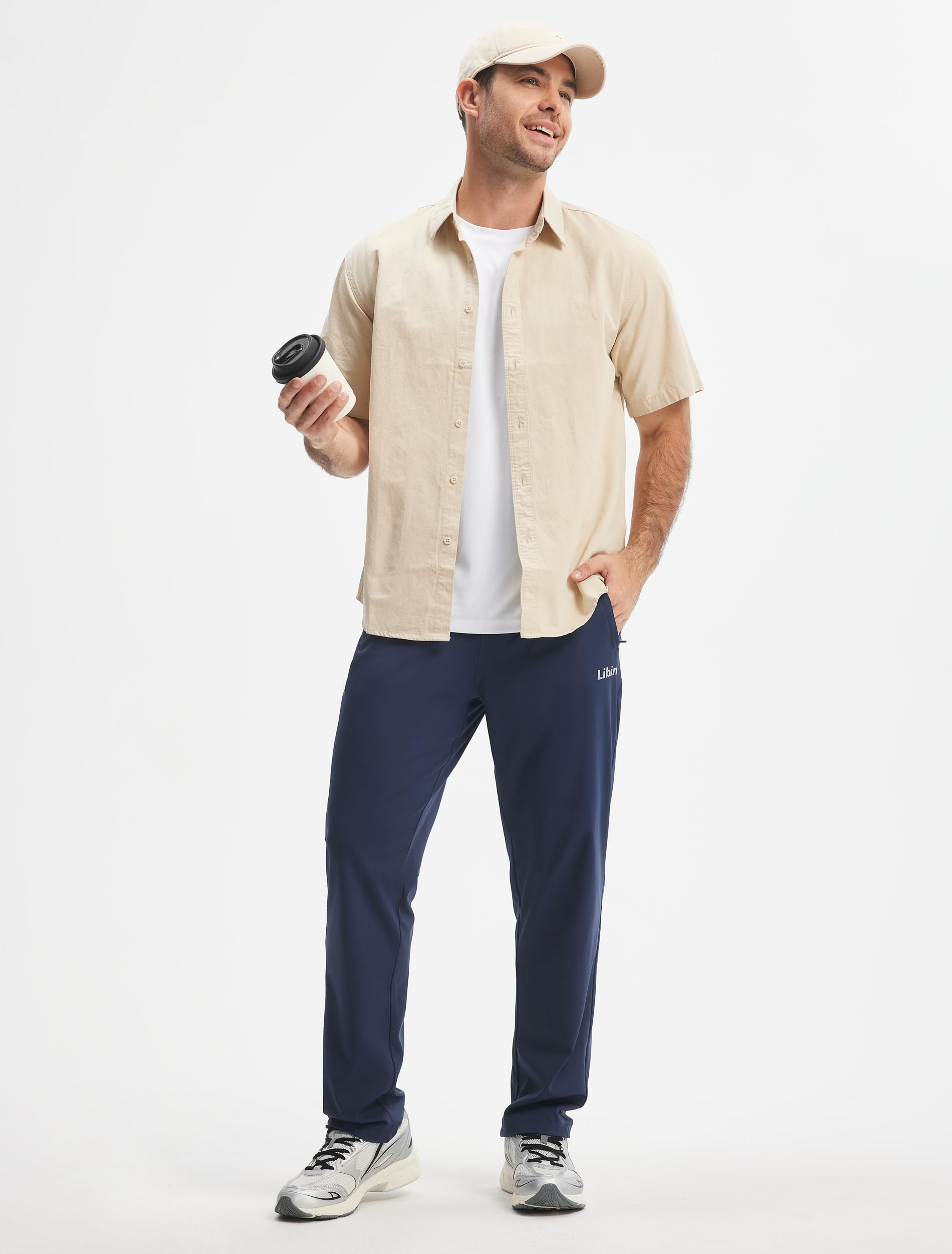 Libin Pantalon De Jogging pour Homme - Bas De Survêtement À Taille Elastique Pantalons De Sport Décontracté Training Sportswear avec Poches Zippées