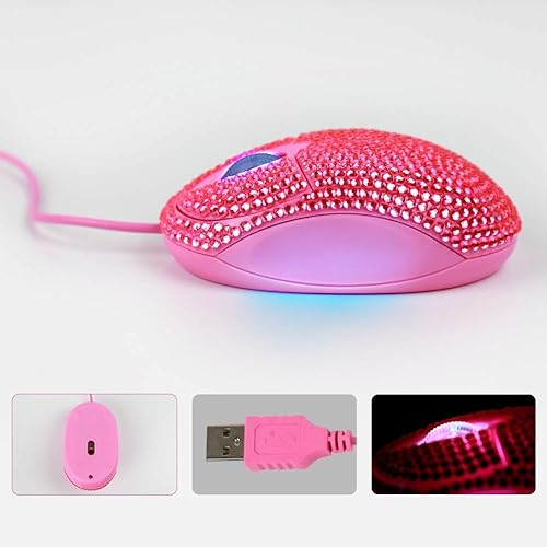 Miniatura 17 de SOONGO - Mini mouse rosa para computadora, mouse ergonómico con cable de 4.9 ft, mouse USB para computadora portátil, mouse de escritorio
