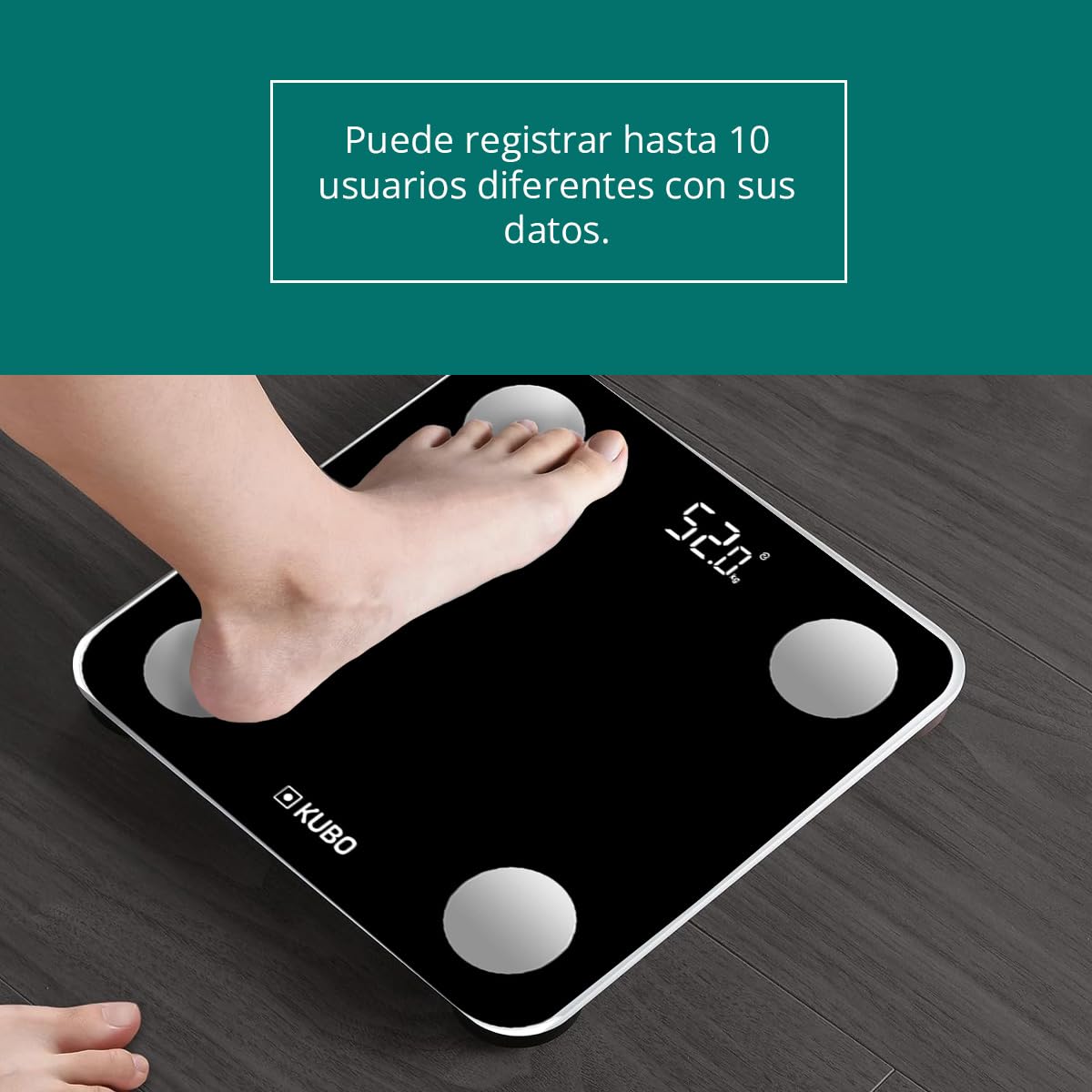 Kubo - Báscula inteligente - 13 Análisis Diferentes - Registro de Hasta 10 Usuarios - Aplicación Compatible con iOS o Android