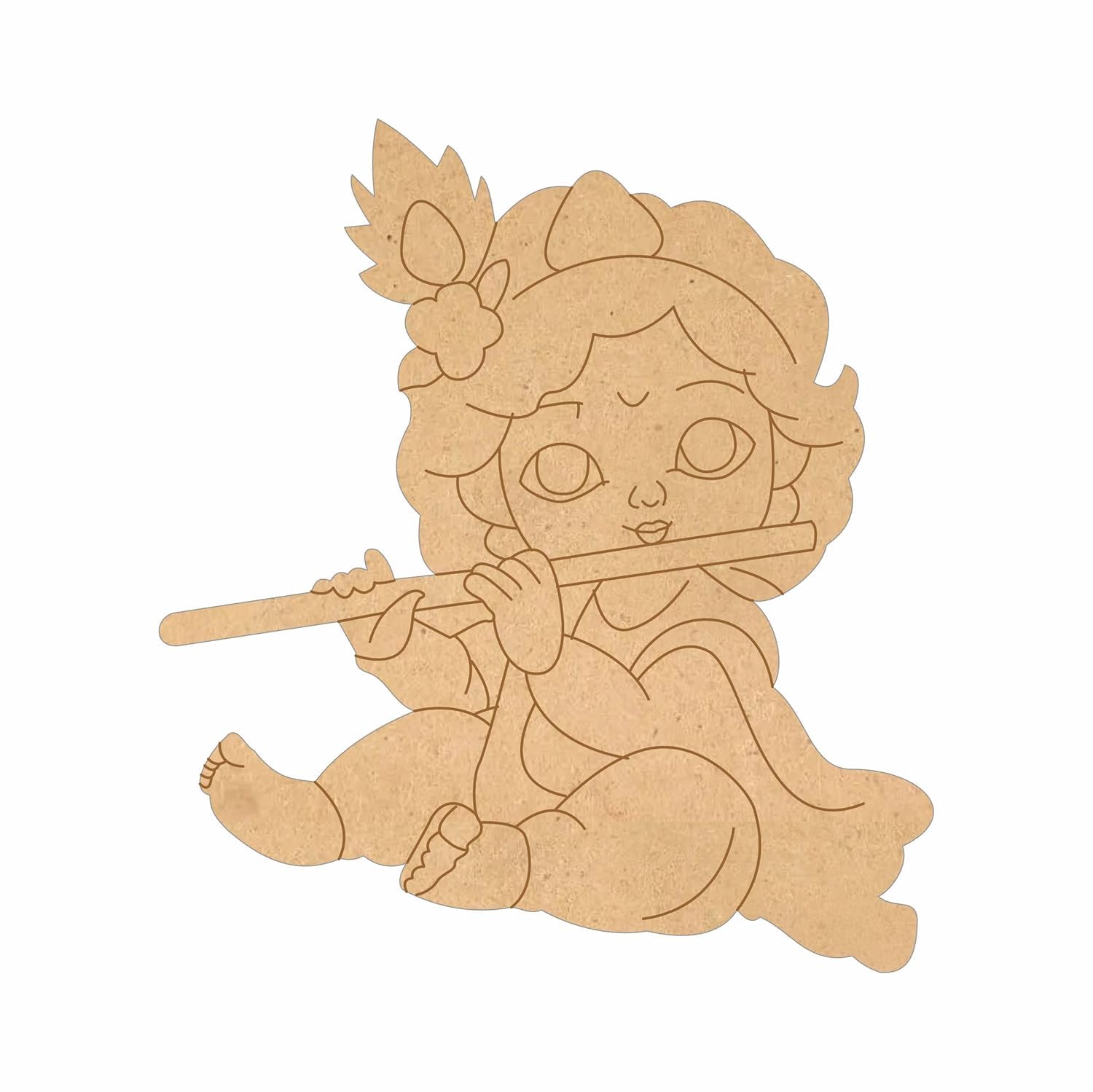 American Elm MDF Cutout Kanha Ji with Murli 12x9 inch Pre-Marked Wooden Krishna Flute Shape for Clay Art, Painting, Wall Decor MDF Base Board for Home Temple & DIY Craft Activities-image-14