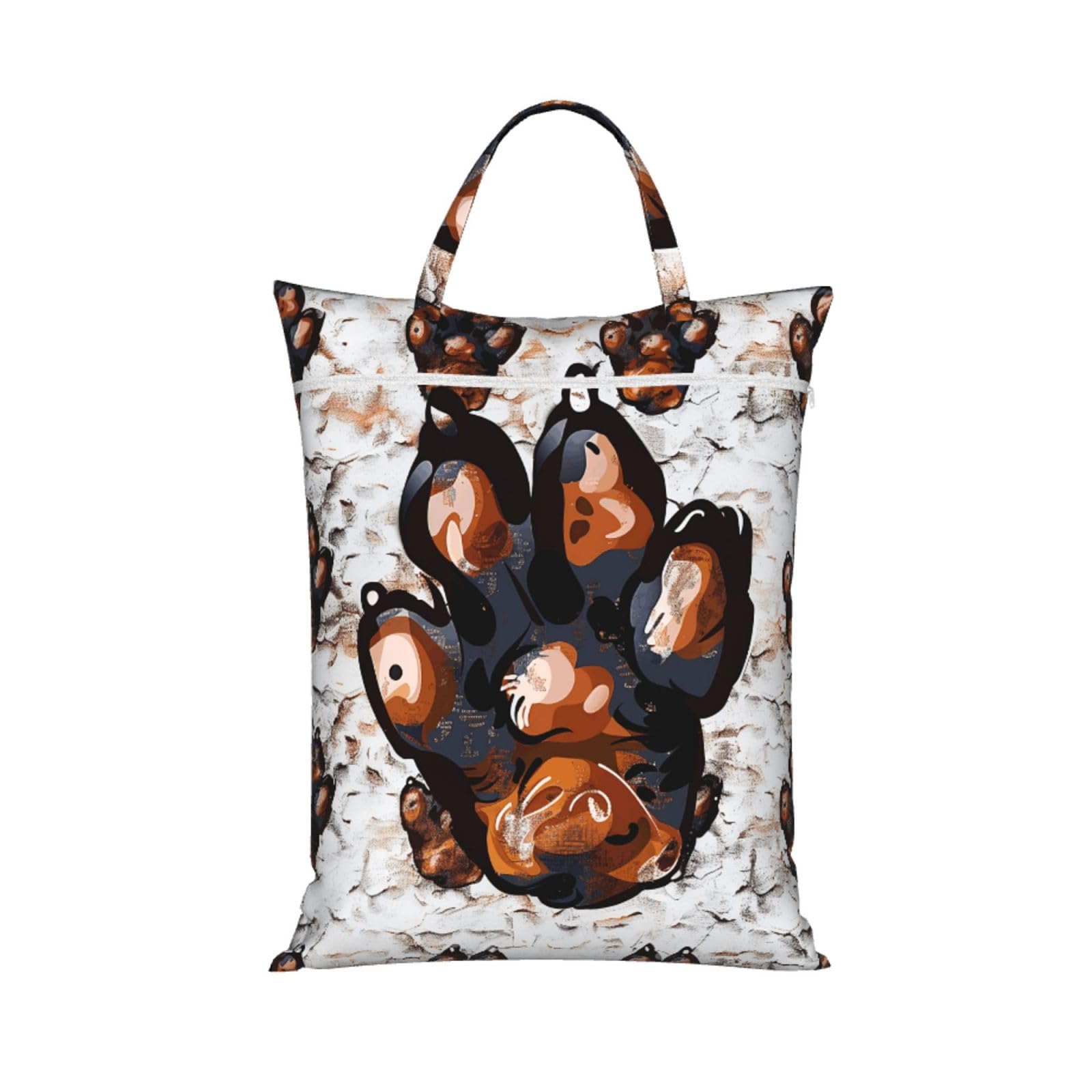 Large Travel Laundry Bags,Dog Paw Print Print with Handle Foldable Laundry Bag for Holidays Gym Swimming and Family Trips, 1Pcs
