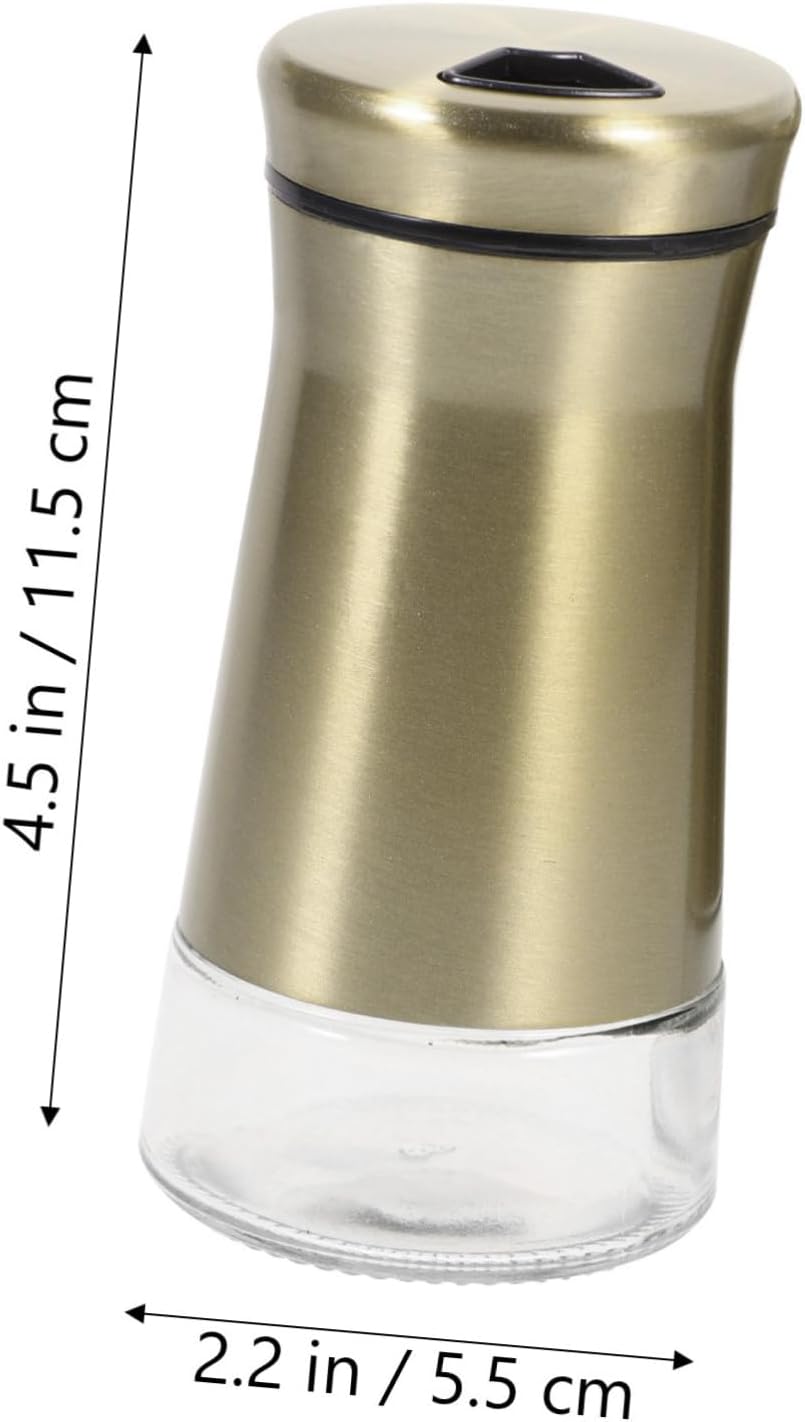 2Pcs Reusable Kitchen Seasoning Bottles Stainless Steel Glass Salt and Pepper Shakers for Household and Restaurant Use Easy-clean Condiment Jars for Sweetener and Spice Storage