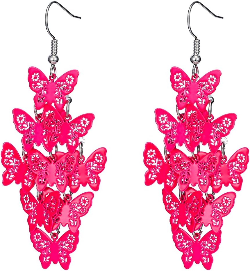 Nine Piece Butterfly Earrings Mix Color Bohemia Style Long Drop Dangle Hook Earrings Lightweight Fashion Style Butterfly Earrings Holiday Gifts Jewelry for Women image 5