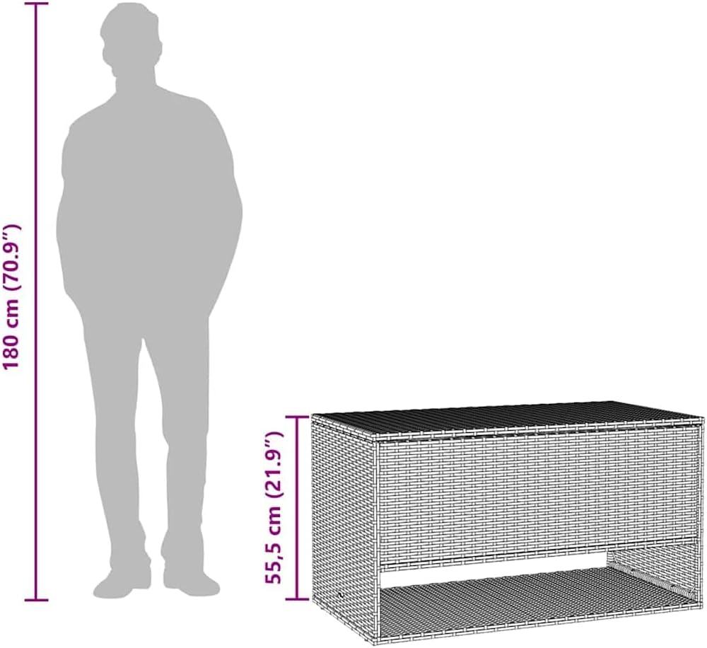 vidaXL Outdoor Cushion Storage Box - Brown PE Rattan/Steel - Waterproof/Weathered Finish - Perfect for Balcony/Patio/Garden Use