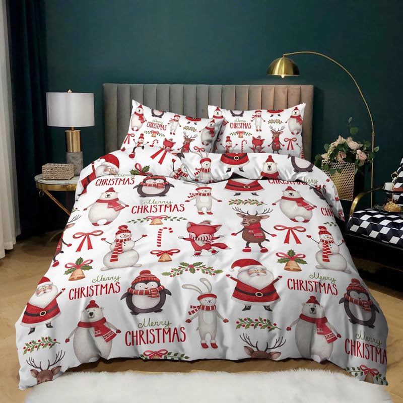 Housse de couette 90x190 pour lit enfant avec motif hivernal ludique