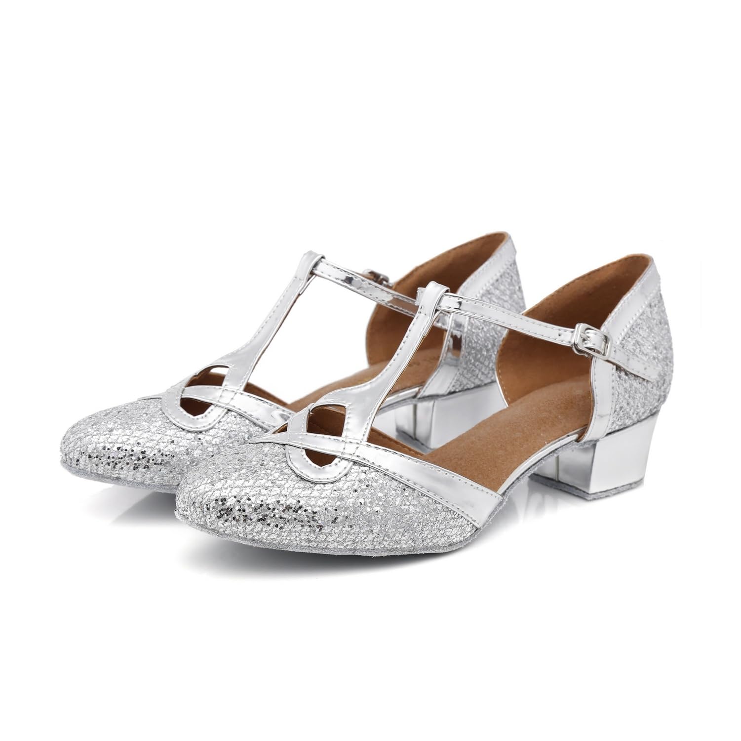 Donna T-Starp Glitter Sintetico Matrimonio Tango Salsa Scarpe Danza Latina Moderna