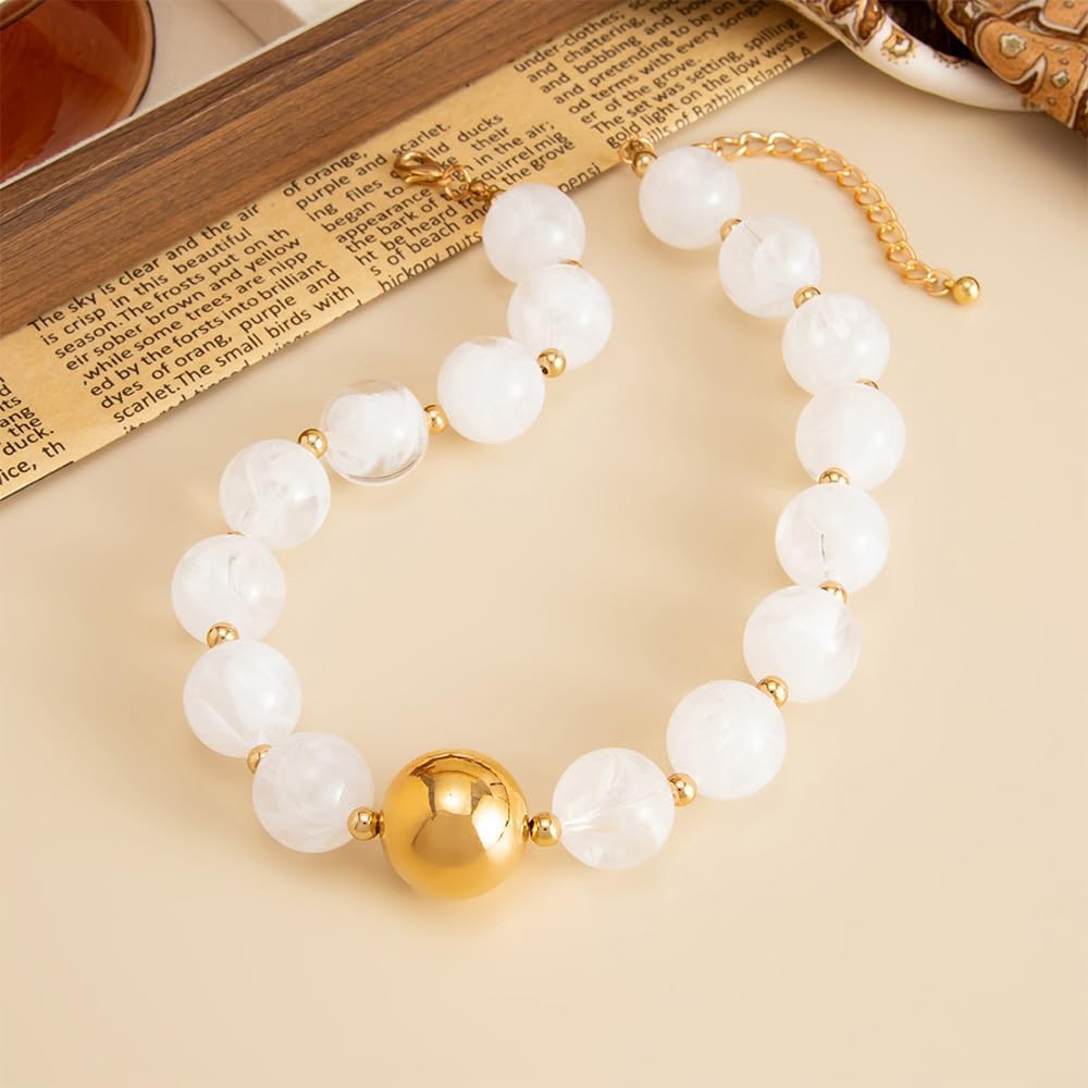 Big Beaded Statement Necklace Chunky Bold Jewelry for Women Trendy image 4