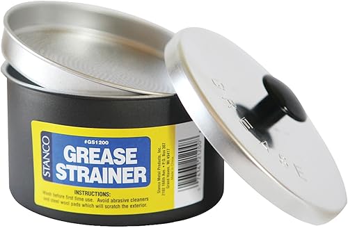 Stanco Metal Prod GS-1200 colador de grasa taza y tapa aluminio 40 onzas GS1200