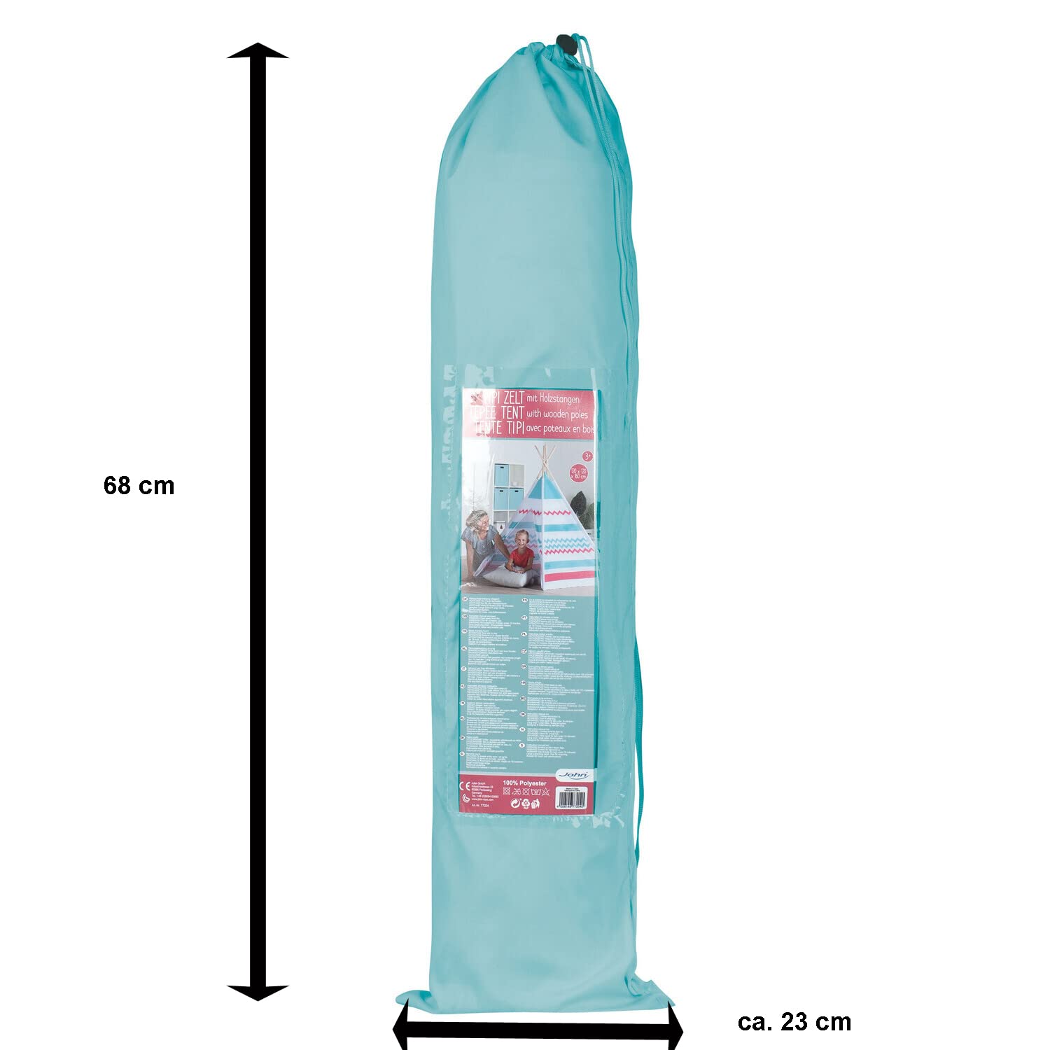 John 77204 Tipi, Carpa para Juegos, Blanco, Rosa, Turquesa y Natural