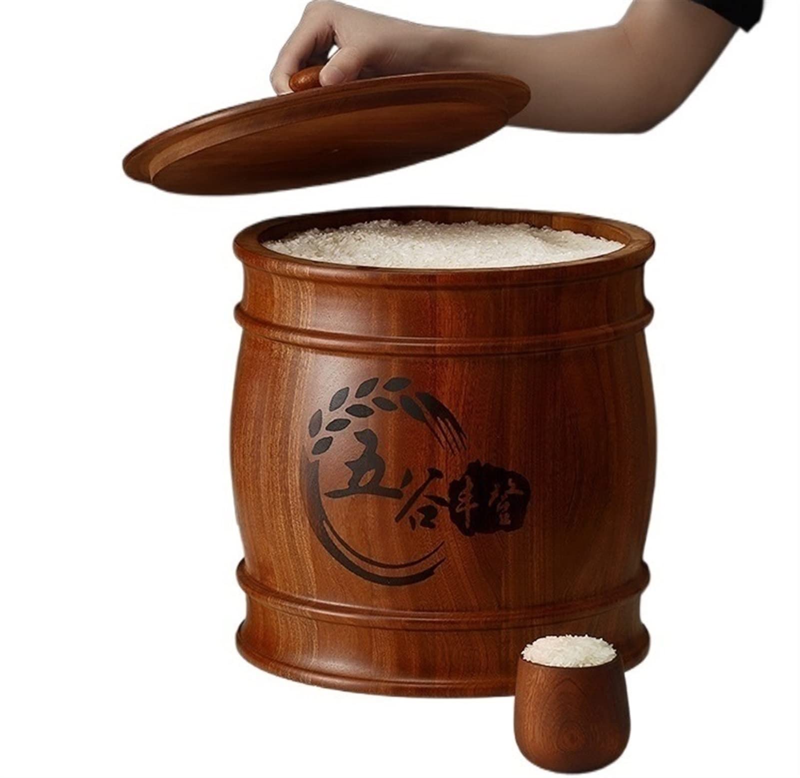 MLYYJH Contenitori per Alimenti Ermetici 5/10 kg di Grandi Dimensioni Contenitore per Riso Legna - Cucina/Casa/Dispensa Controsoffitto Grano Alimentare Dispenser per Cereali Tazza di Riso, retrò