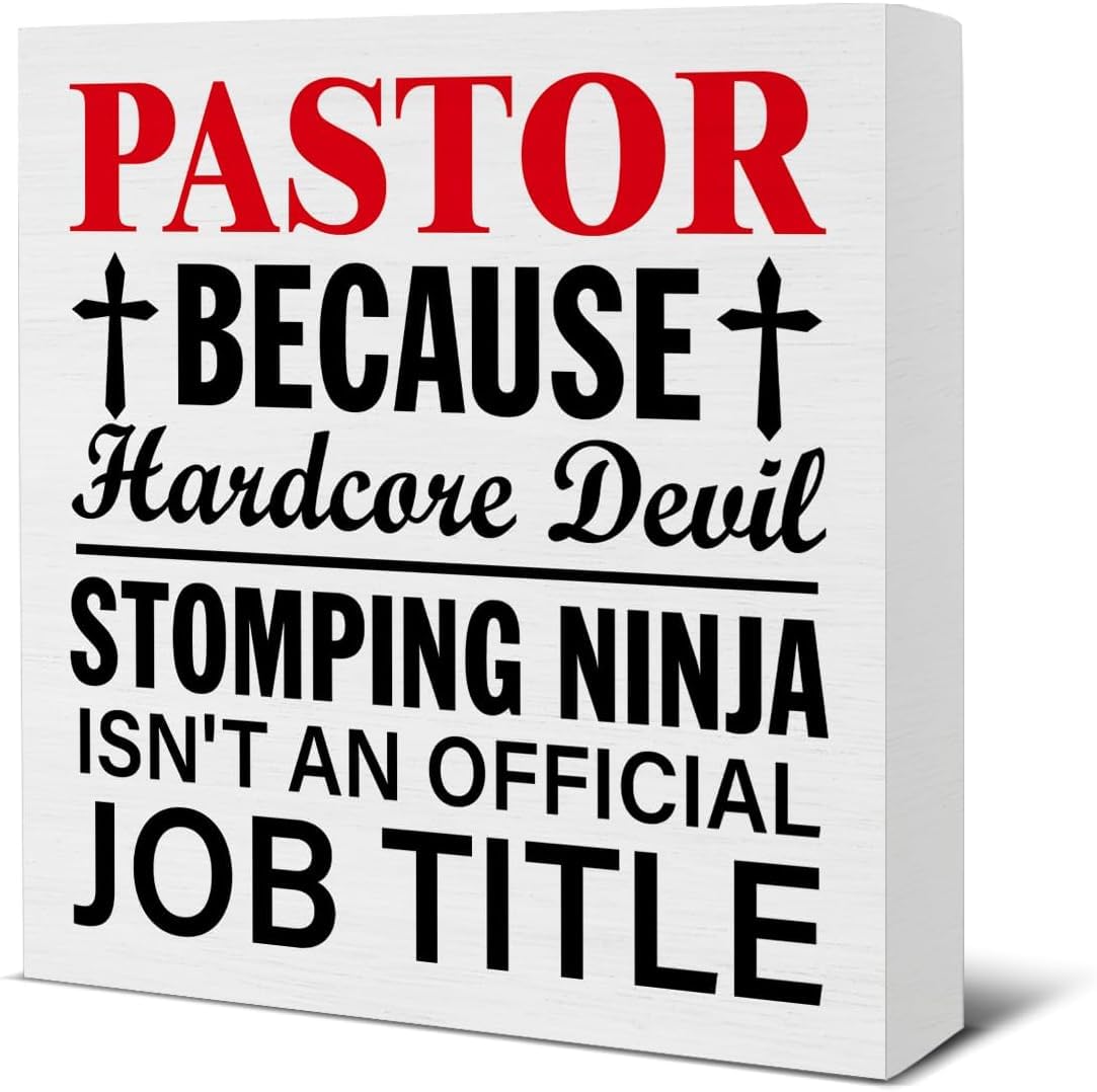 Pastor Box Sign 7x7 Inch Funny Christian Desk Decor Plaque