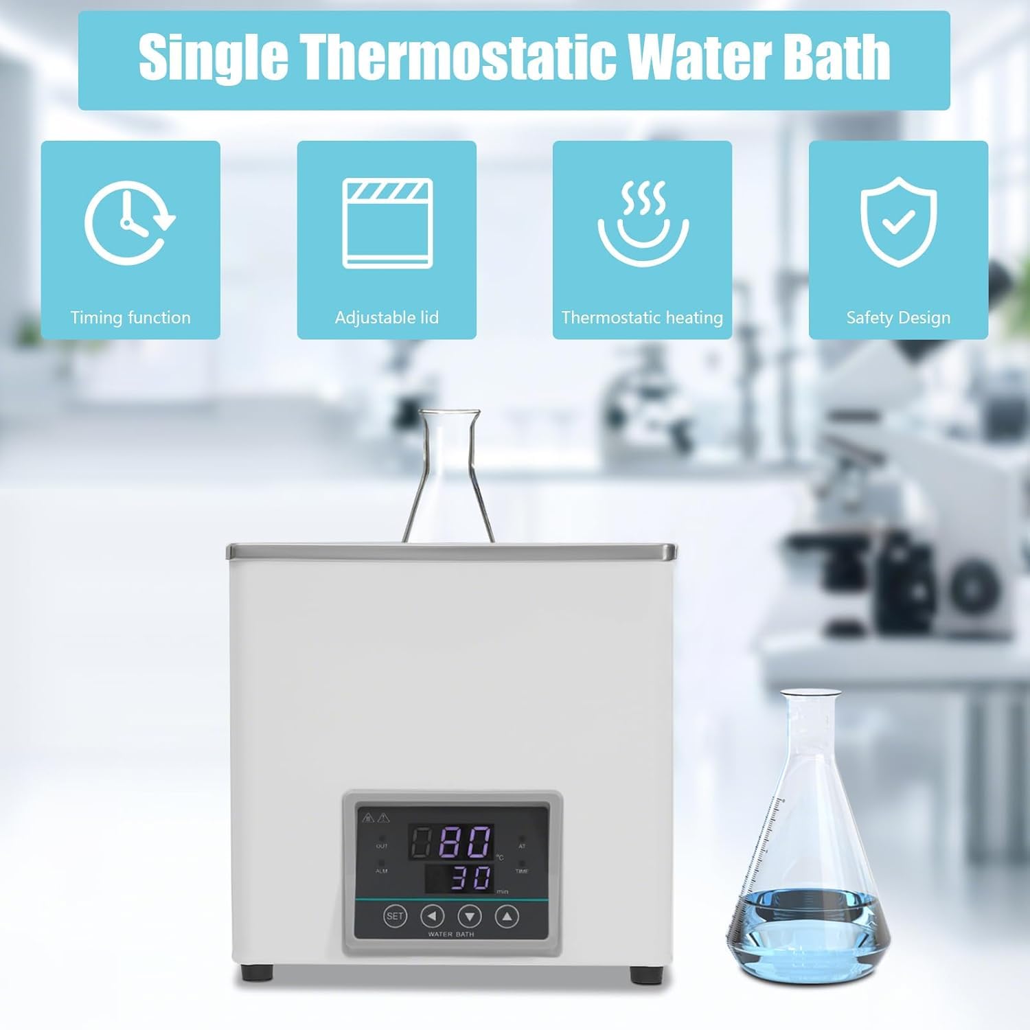 Calentador De Baño De Agua De Laboratorio De 300 W con Termostato Digital, Sensor De Protección contra Funcionamiento En Seco De 110 V, Interior De Acero Inoxidable Y Pantalla Led para