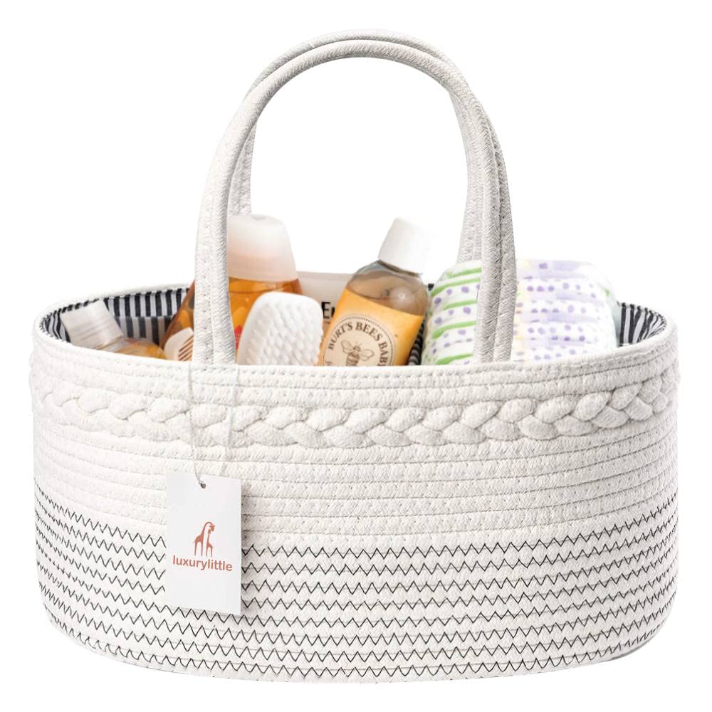 Organizador Fraldas HBlife - Cesta Corda Papel Com Divisória - 38x25x18cm