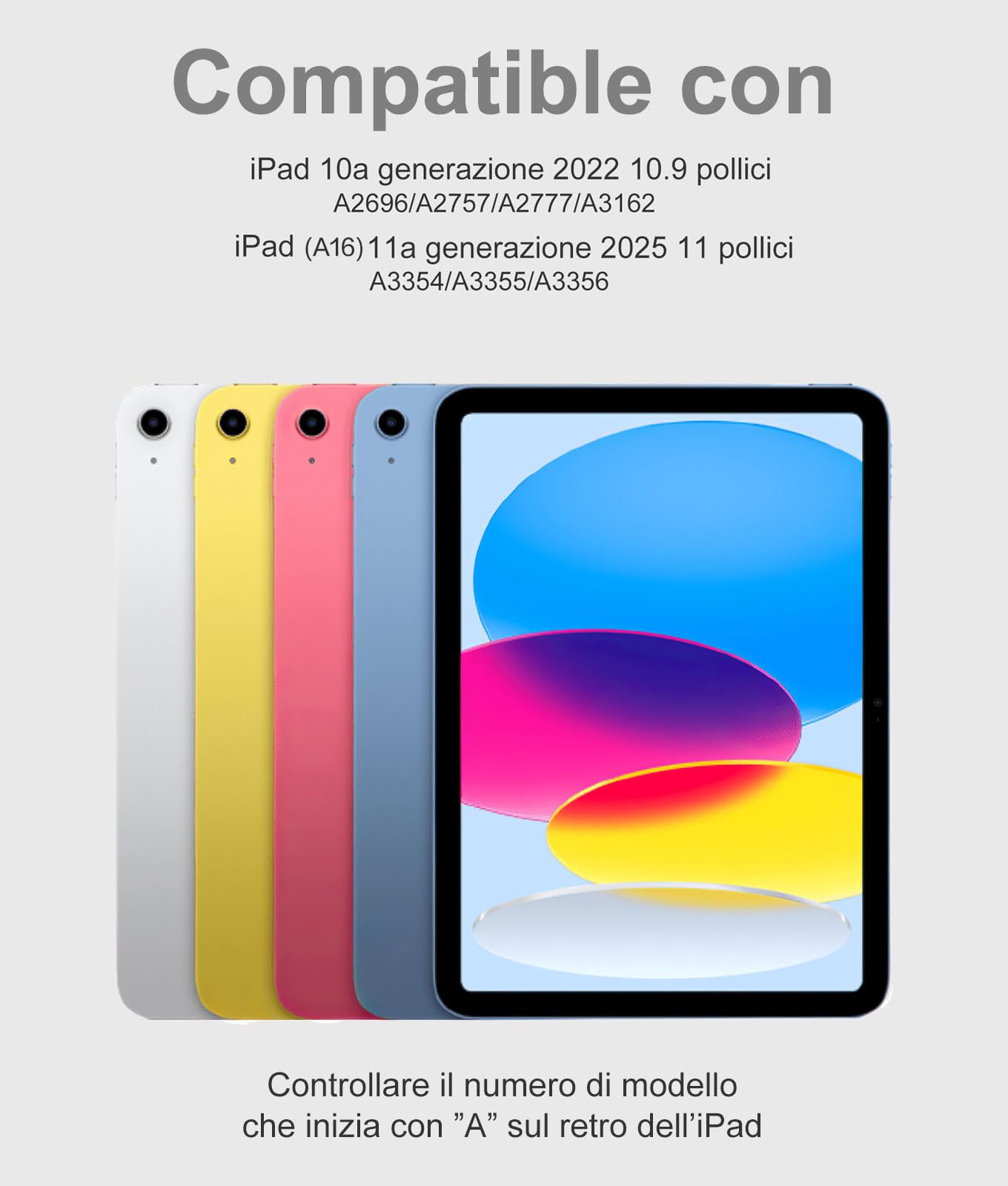 Vobafe Cover iPad A16 11 10 Generazione con Tastiera (11/10.9 Pollici, 2025/2022), Italiano QWERTY con 7 Colori Illuminato, Senza Fili Staccabile Custodia Tastiera con Portapenna, Blu Chiaro