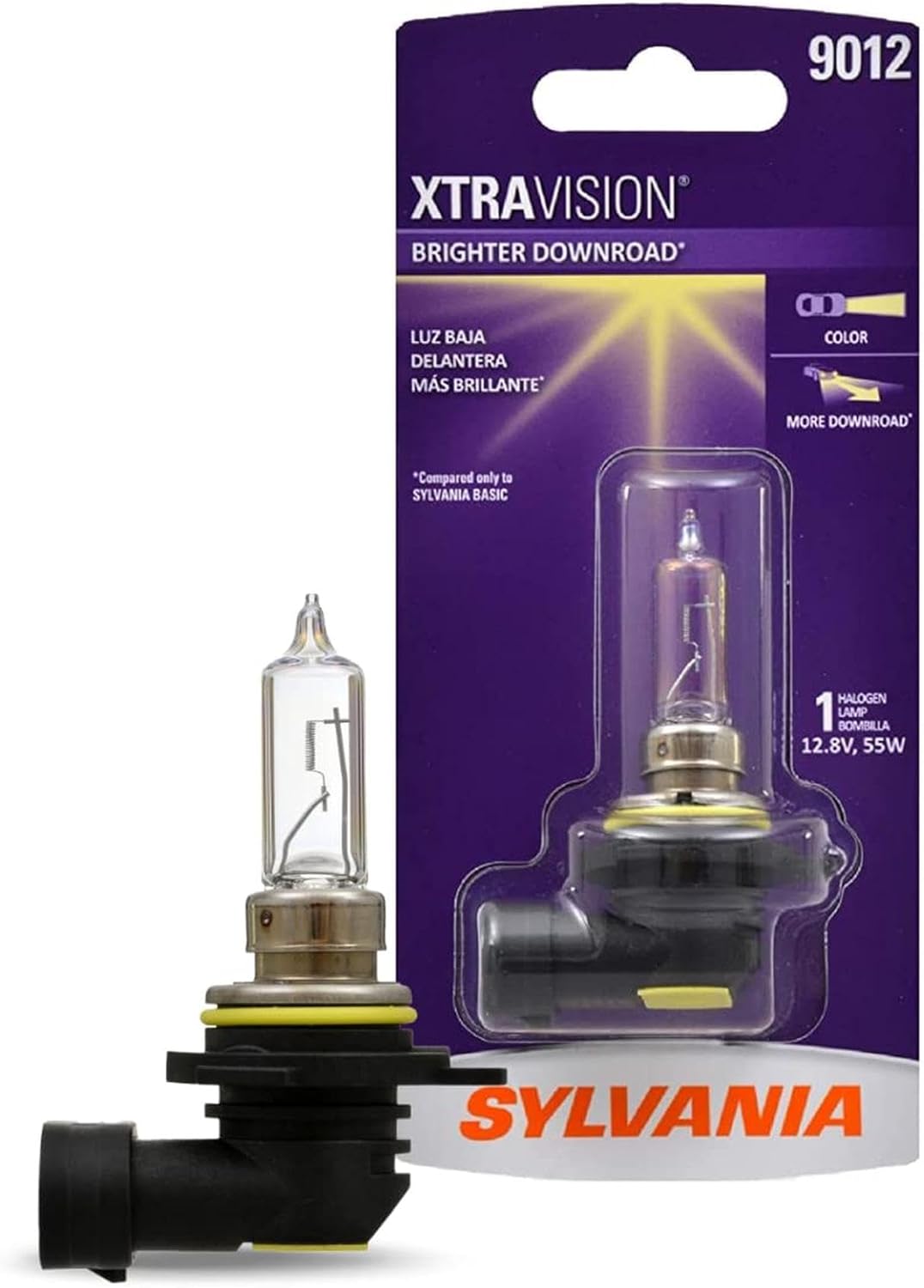 SYLVANIA - 9012 XtraVision - High Performance Halogen Headlight Bulb, High Beam, Low Beam and Fog Replacement Bulb (Contains 1 Bulb)