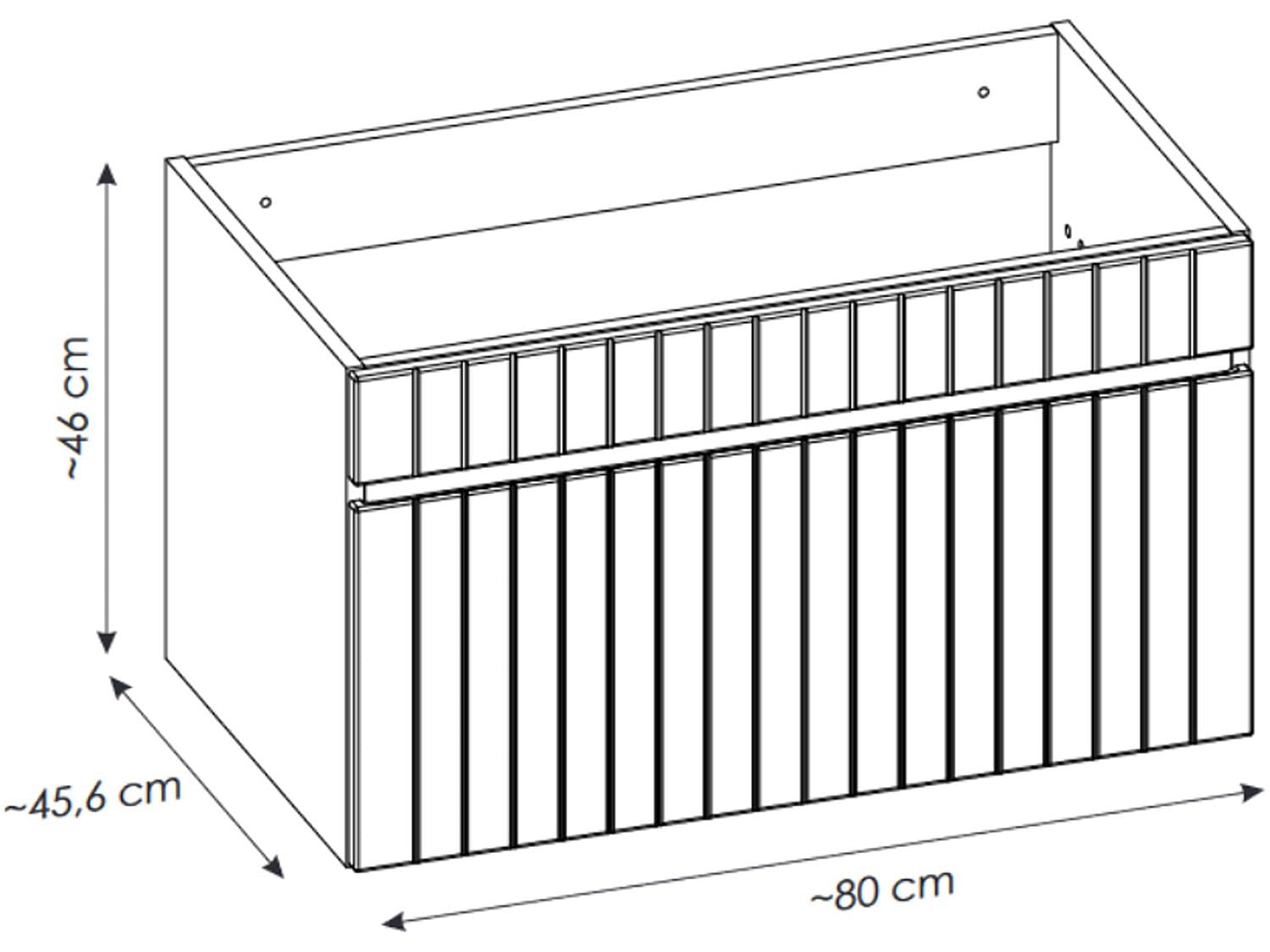 Vente-unique - Meuble de Salle de Bain Suspendu strié Rose avec Vasque à encastrer et Colonne - 80 cm - SATARA