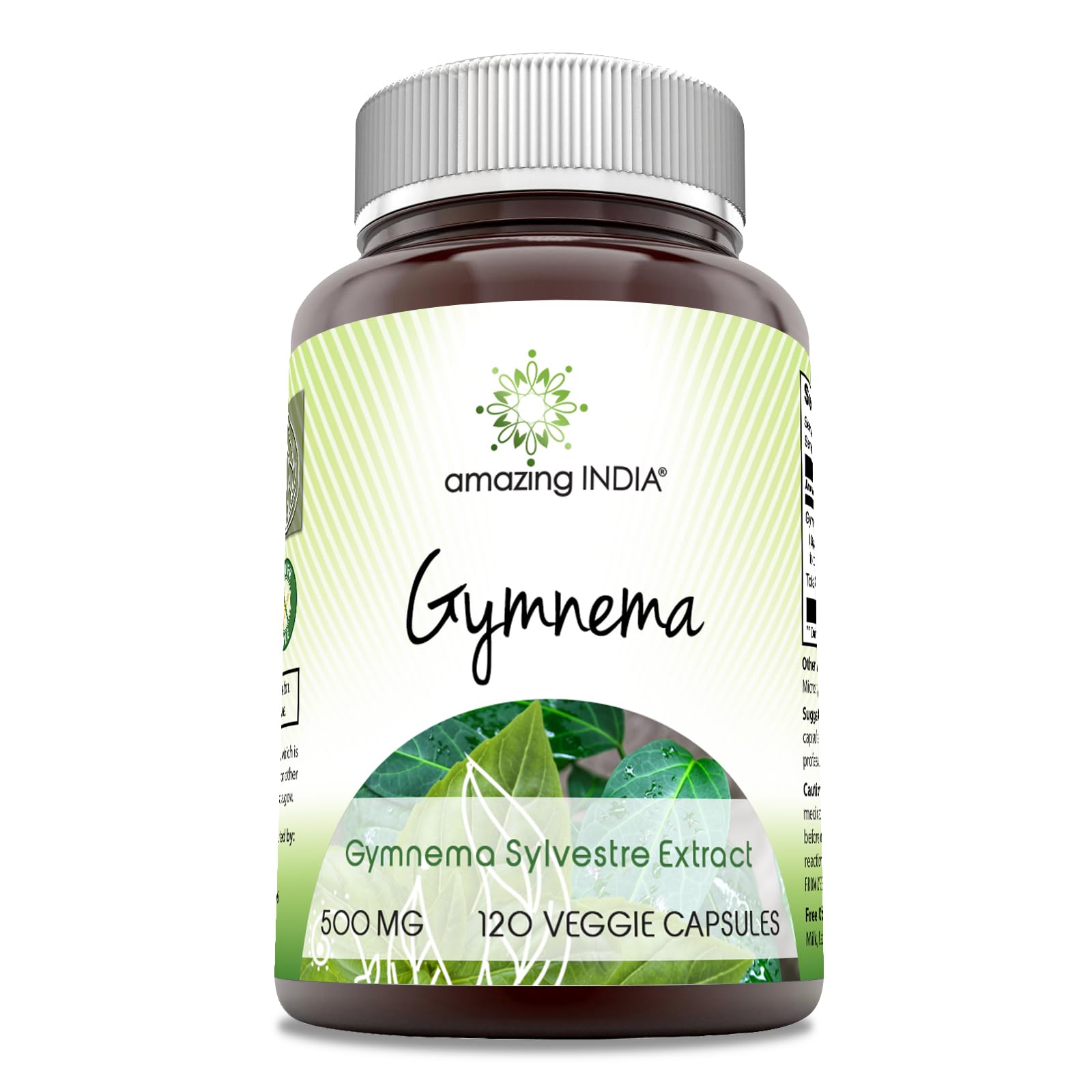 Amazing India Gymnema 500 Mg | Veggie Capsules Supplement | Non-GMO | Gluten-Free | Made in USA (1 Pack | 120 Count)