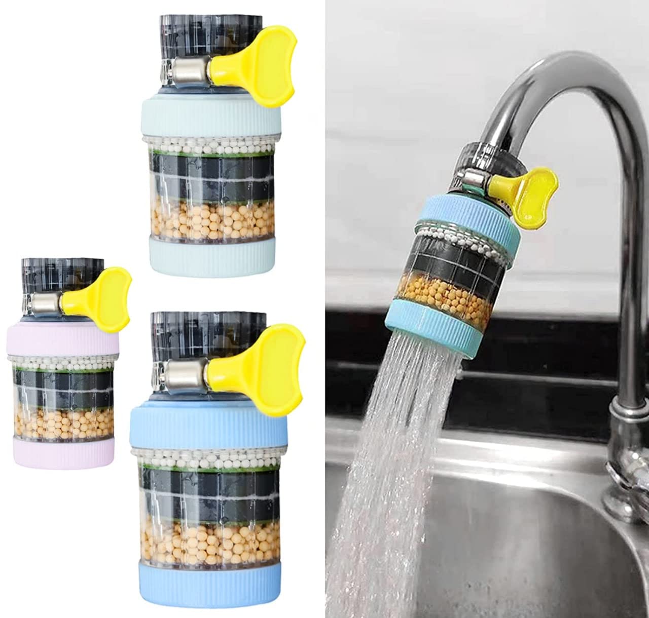 Kitchen & Bathroom Shower-Mount Filters Heavy Metal Hard Water Activated Carbon Purifier Kitchen Filtration Tap Clean Purifier Filter Activated Carbon Faucets Fits Faucets