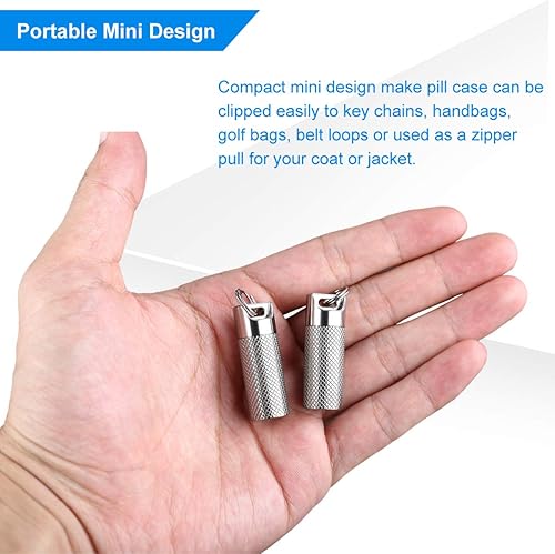 Miniatura 6 de Tisky Pastillero para llavero, contenedor de píldoras, portátil, de titanio, impermeable, mini pastillero para bolsa de viaje al aire libre o