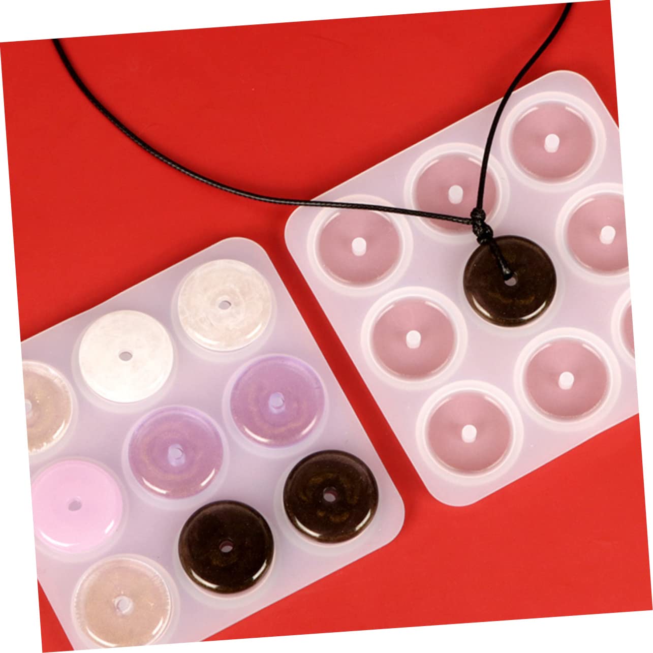 4 Set Mold Silicone Flessibile Per Pendenti Collana Per Creazioni Fai Da Te Per Gioielli E Decorazioni 2 Pezzi*4