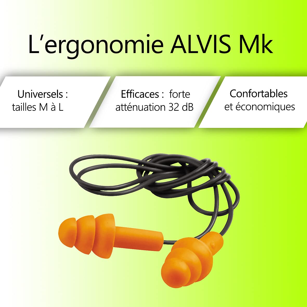 ALVIS – MK universales – tapones para los oídos antiruit – Silicona – Certificados CE para EPI – 100 pares