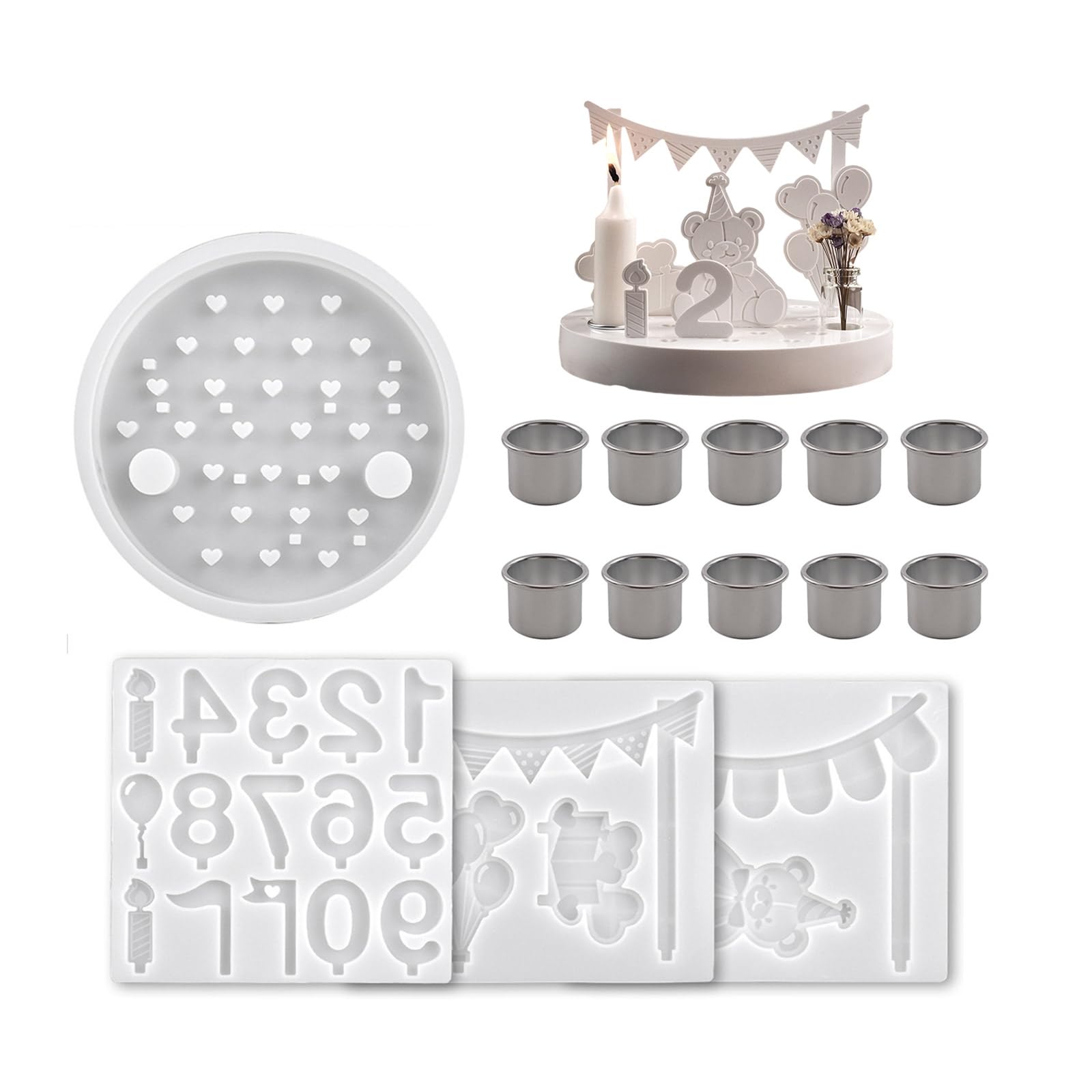 Moule en résine en forme d'ours rond et flexible pour loisirs créatifs DIY