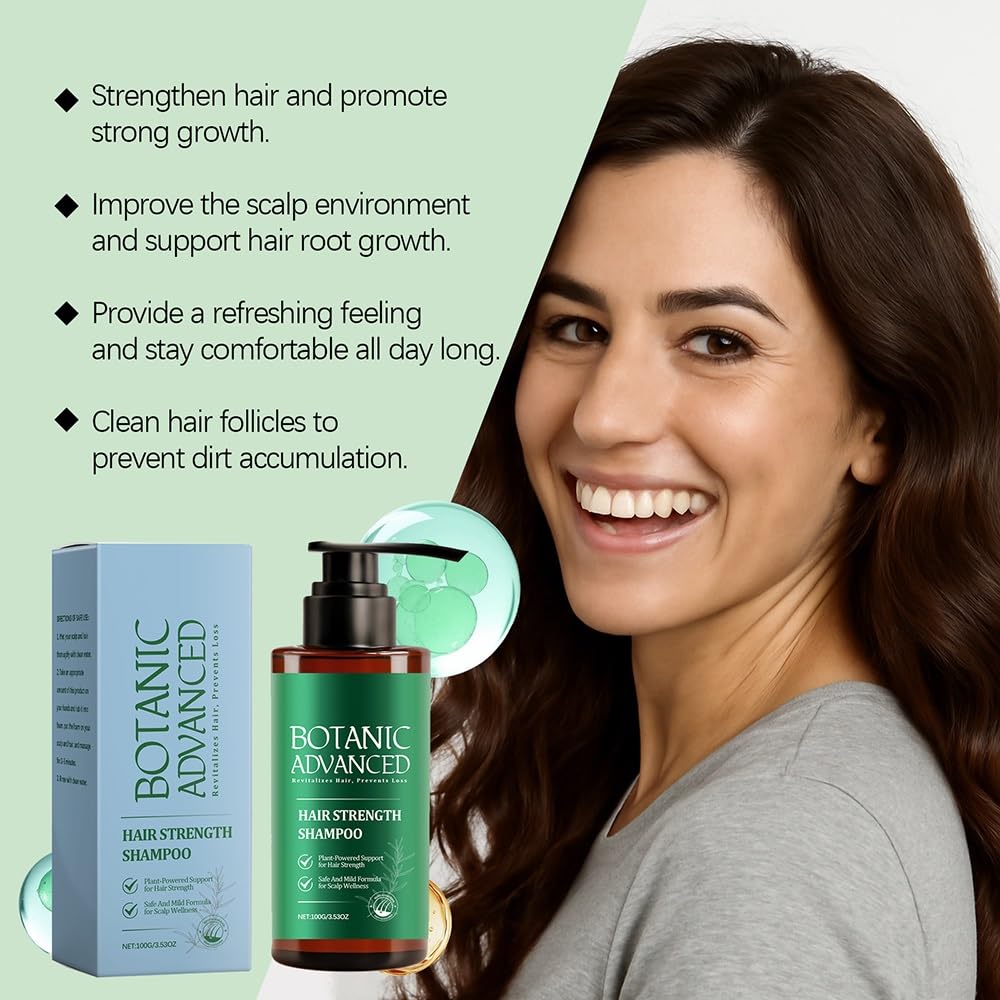 Botanic Champú hidratante fortalecedor voluminizador, limpiador suave for cabello saludable, sedoso y esponjoso(2PCS)