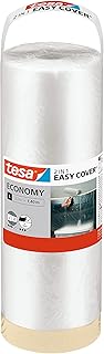 tesa Easy Cover Film ECONOMY - Film de Masquage 2 en 1 pour Peinture et Ruban de Masquage - 33 m x 140 cm