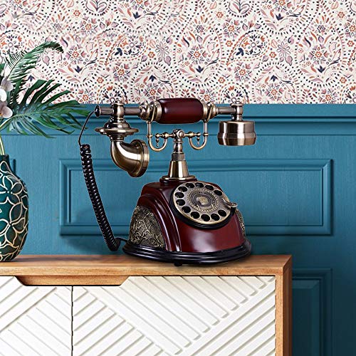 Teléfono fijo retro con dial giratorio diseño clásico marrón miniatura 4