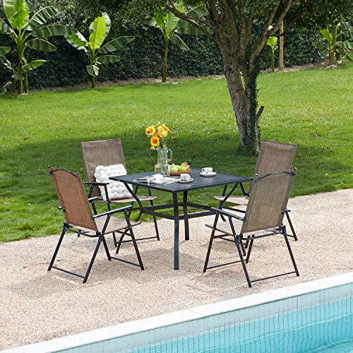 Vicllax Outdoor Folding Chair Set Of 4, Foldable Patio Dining Chair, Stackable Lawn/Camping Chair- 4 Pack, Brown #TOP1