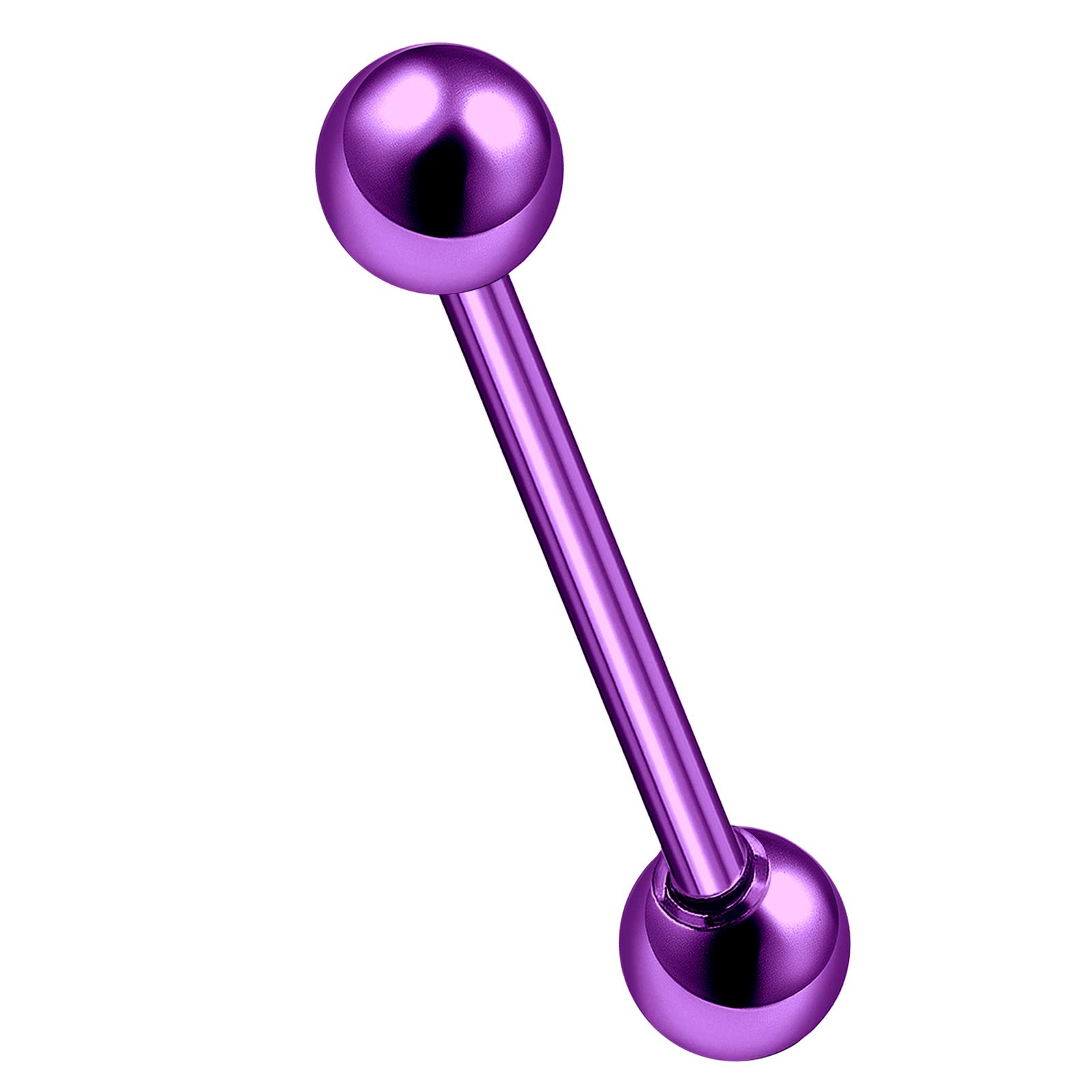 MATIGA Anodized Titanium 14 gauge Barbell Tongue Piercing Jewelry Nipple with two 5mm Ball More Choices