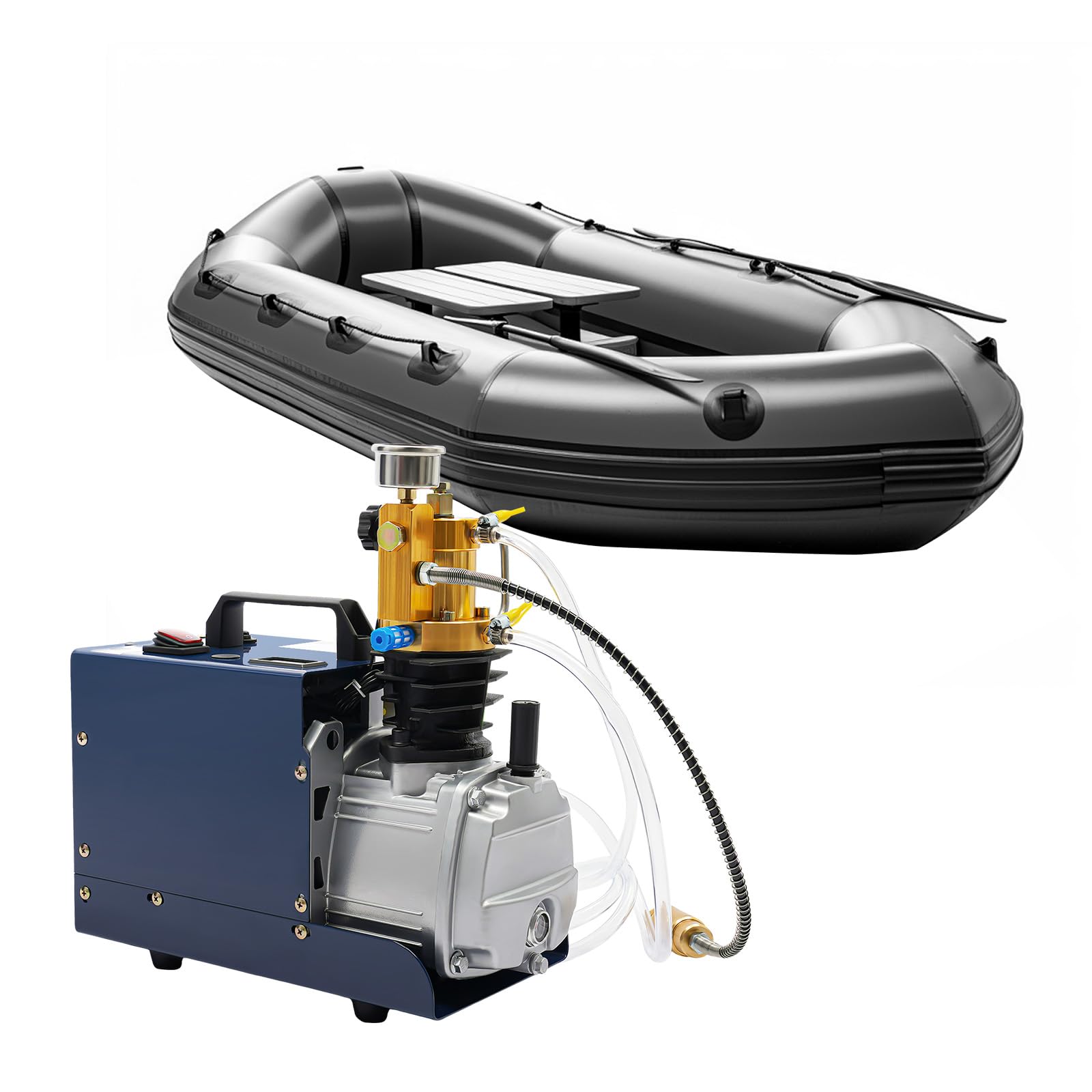 Compresor PCP 300bar compresor de aire 4500PSI - 1800 W 2800 rpm Compresor de alta presión 30Mpa Compresor de Buceo Parada Manual para Entile, Tuberías y Pequeñas Botellas de Alta Presión