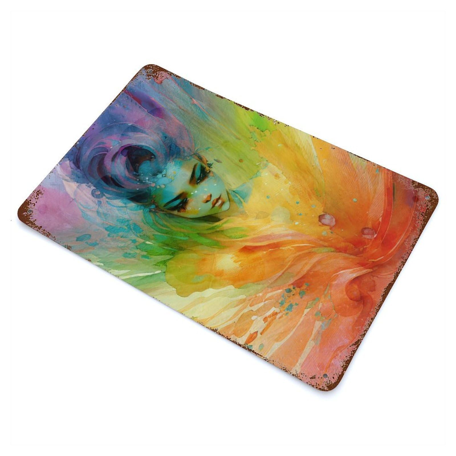 Garage Style Rainbow Fae Weathered Tin Sign 11.8"x7.9", Classic Wall Plaque for Bar And Workshop