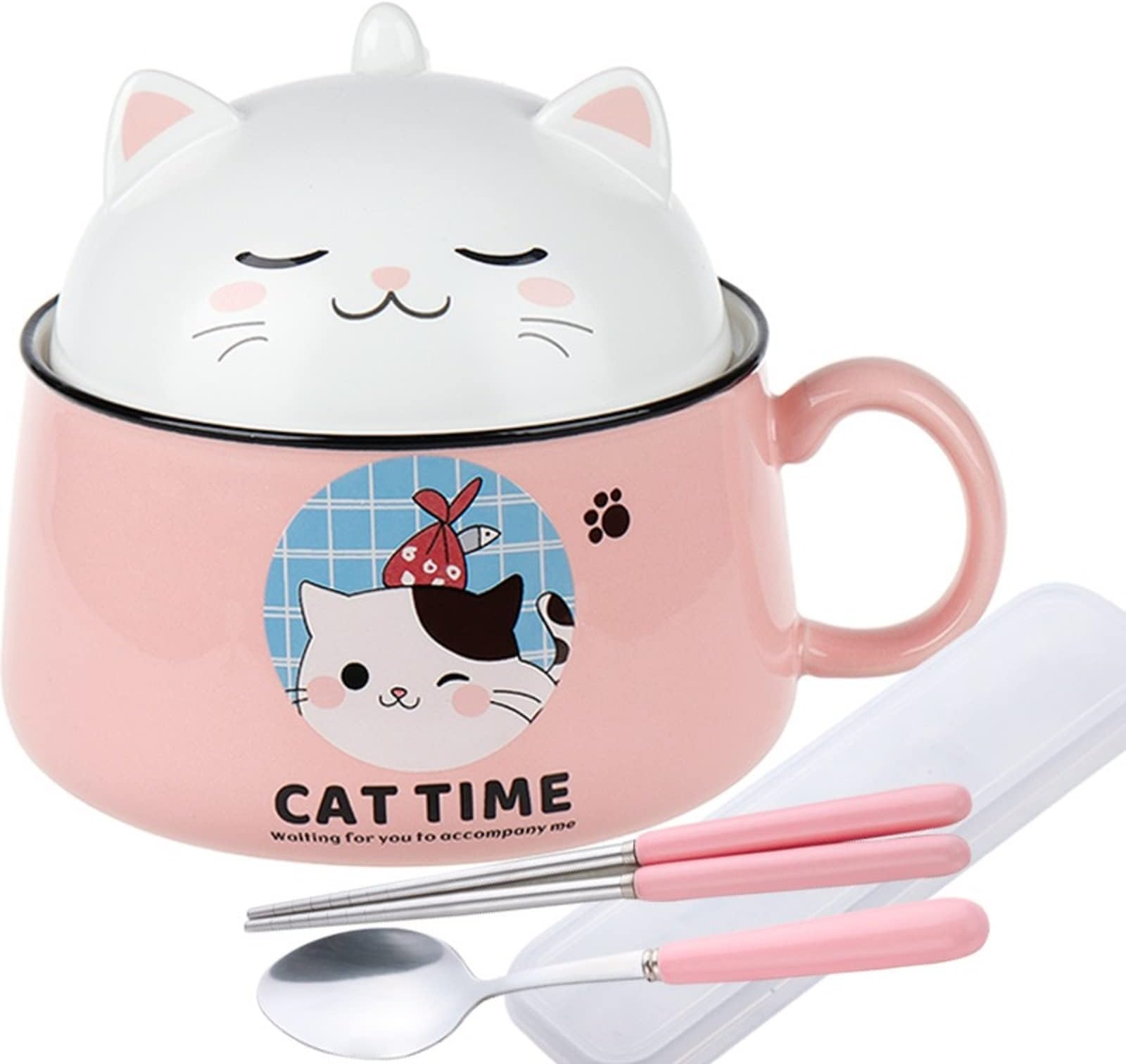 Silver Buffalo Hello Kitty Japanse Logo Keramische Ramen Noedelkom met Eetstokjes, 20 oz