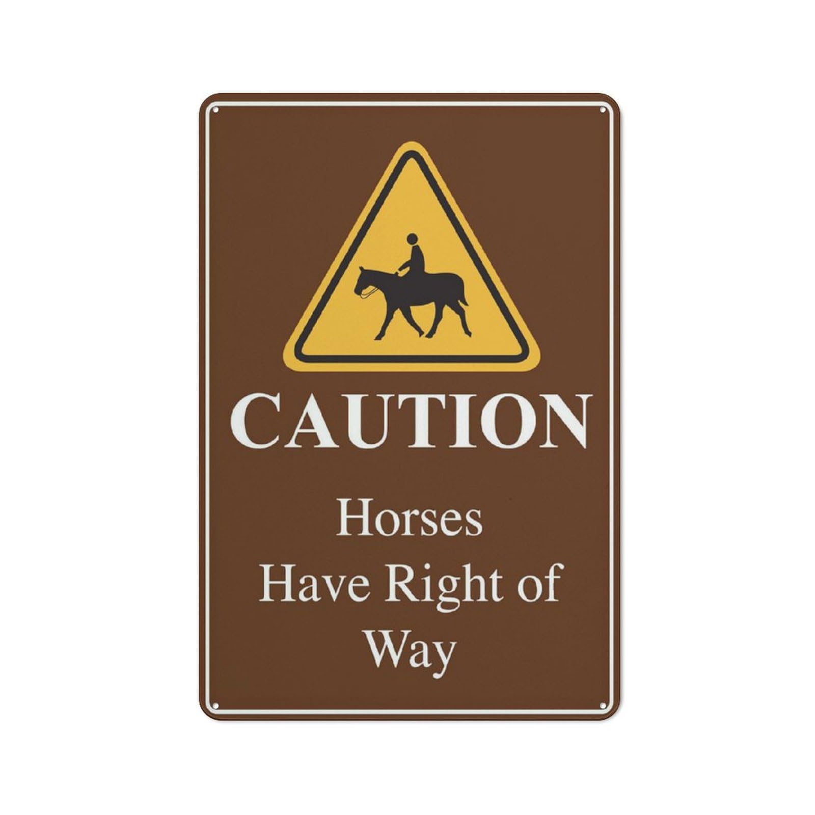 Caution Horses Have Right Of Way Sign For House 12" X 8" Yard Sign, Premium Aluminum, Sun-Proof, Rust-Free
