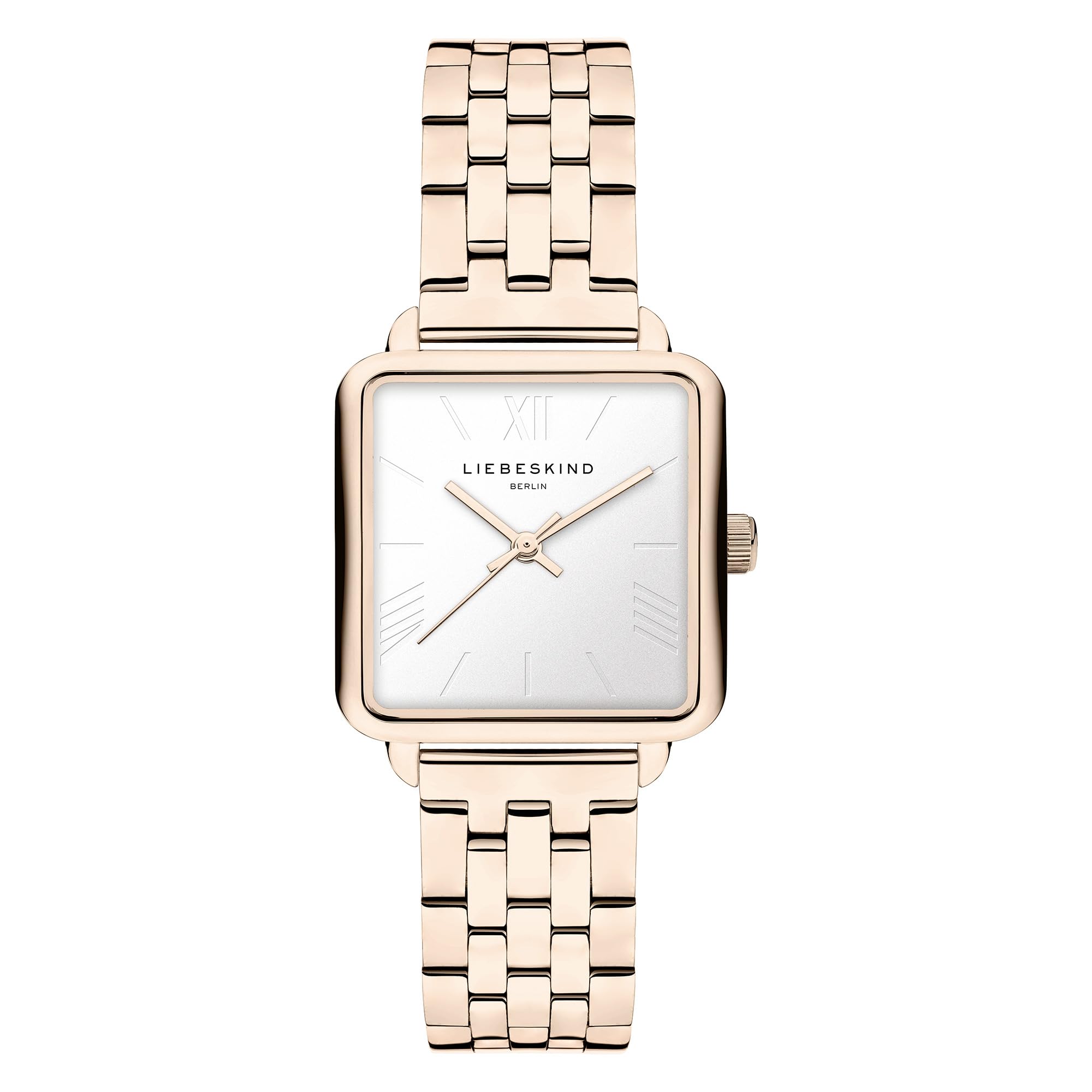Liebeskind Berlin Women's Watch - Square Quartz Watch 28 x 28 mm - 3 ATM Waterproof - Stainless Steel, Leather or Mesh Strap - Modern & Versatile, Frozen Rosé, Rose Gold/White