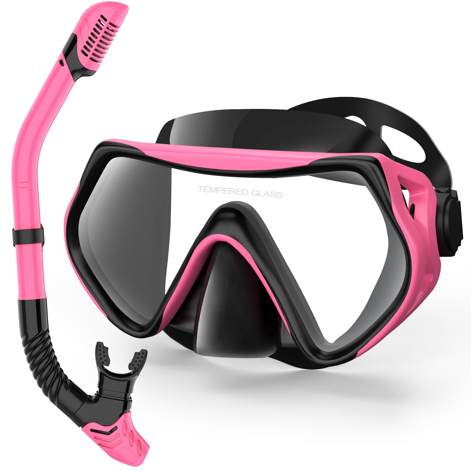 LITTLEJSY Juego de esnórquel con gafas de buceo, antivaho y seco, máscara de buceo en seco, tubo de buceo de cristal templado, para adultos, hombres y mujeres